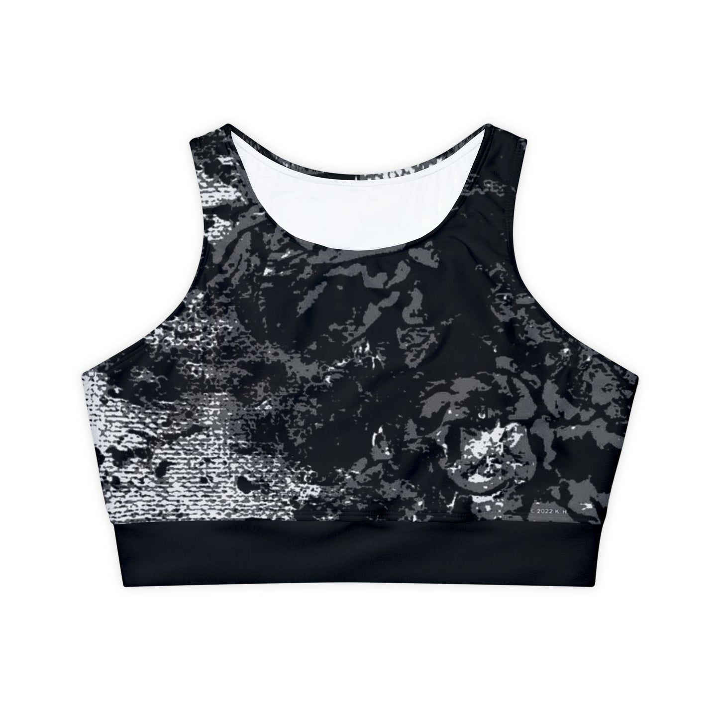 "Mystic Cube" (Cosmic Fusion - Dark Charcoal) - Fully Lined, Padded Sports Bra