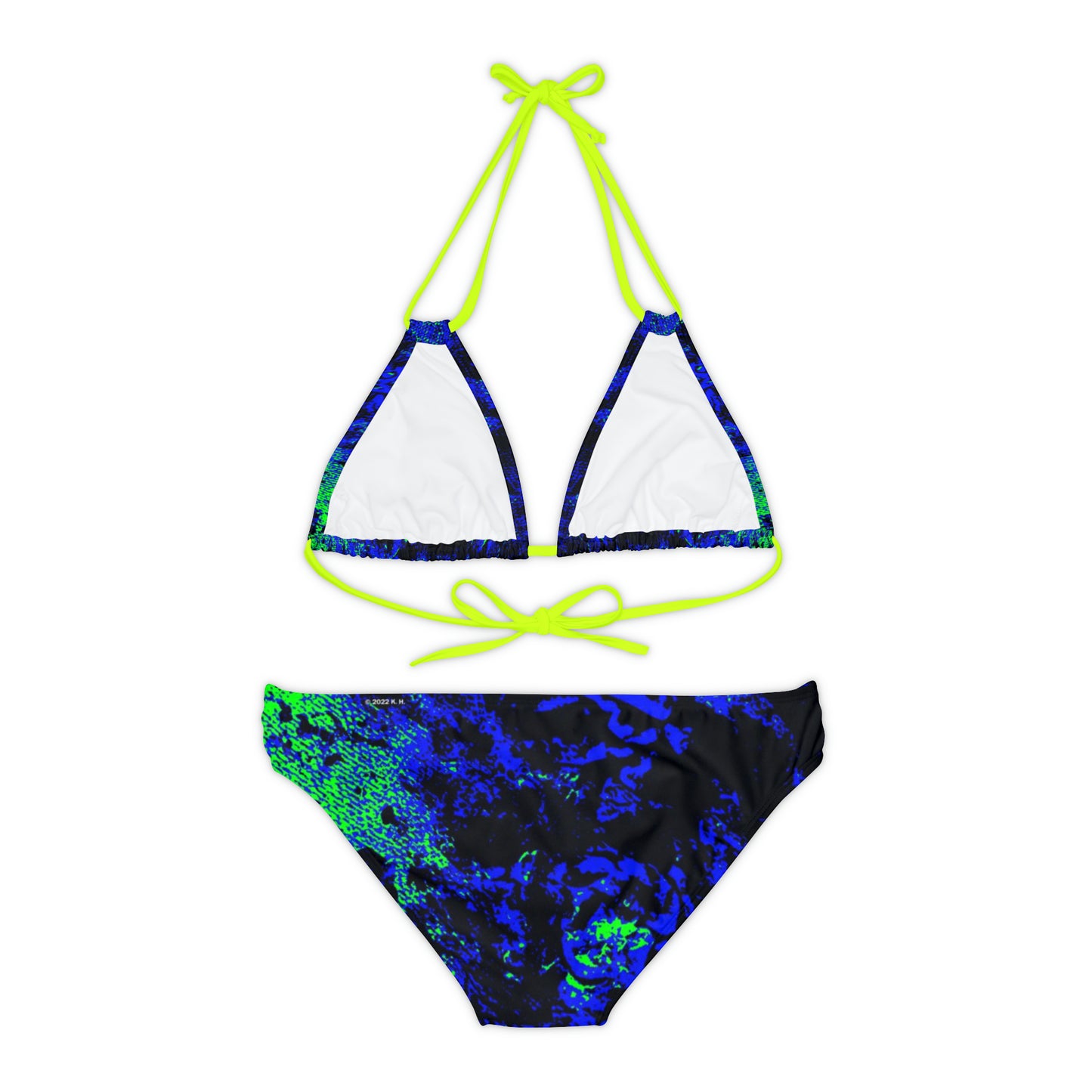 "Mystic Cube" (Cosmic Fusion - Indigo/Neon Green) - Strappy Bikini Set