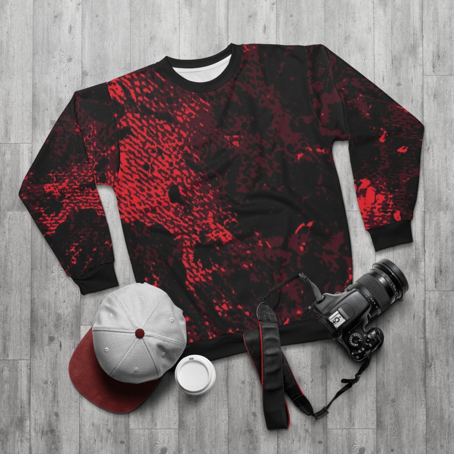 "Mystic Cube" (Cosmic Fusion - Dark Maroon/Neon Red) - Unisex Sweatshirt