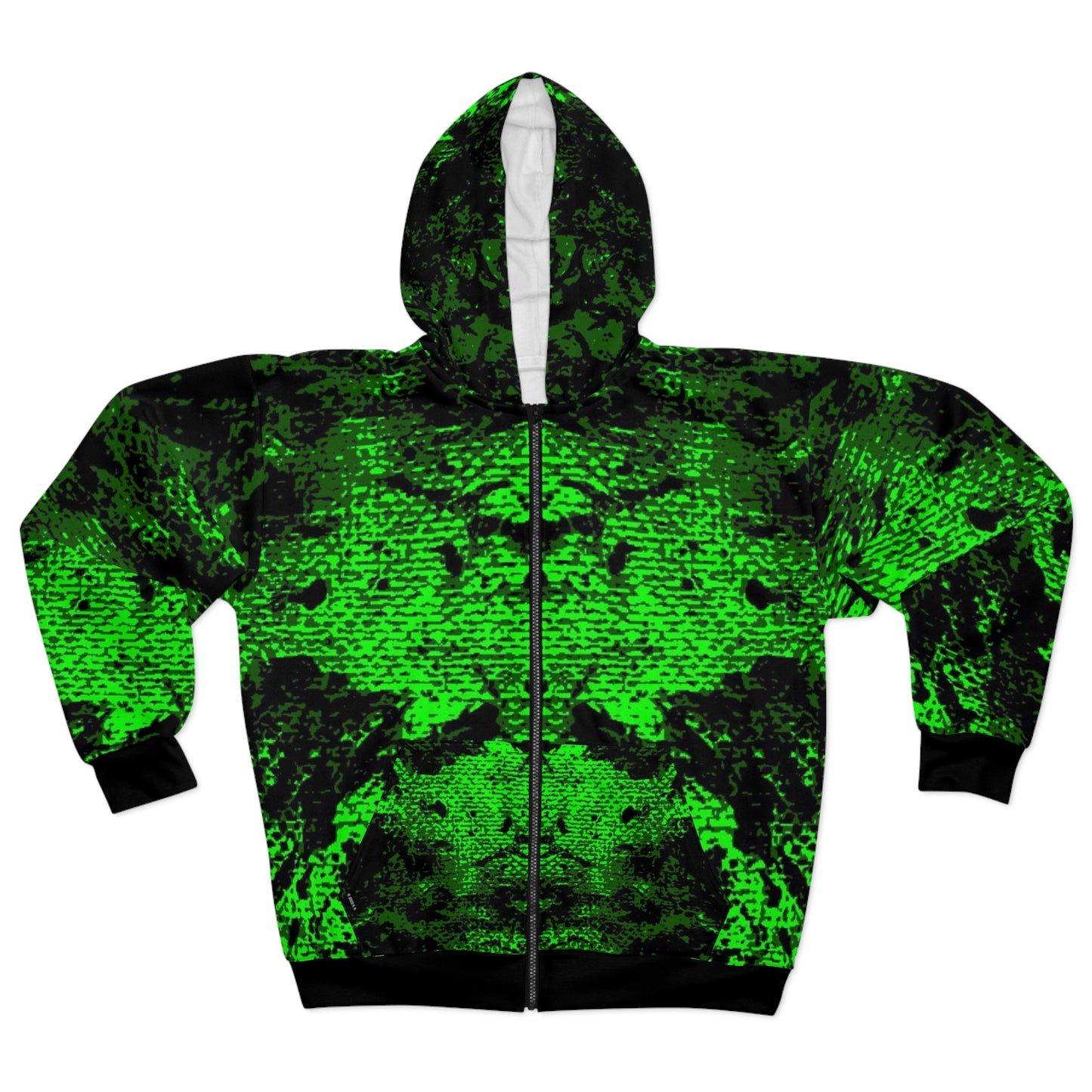 "Mystic Cube" (Cosmic Fusion - Emerald Green) - Unisex Zip Hoodie