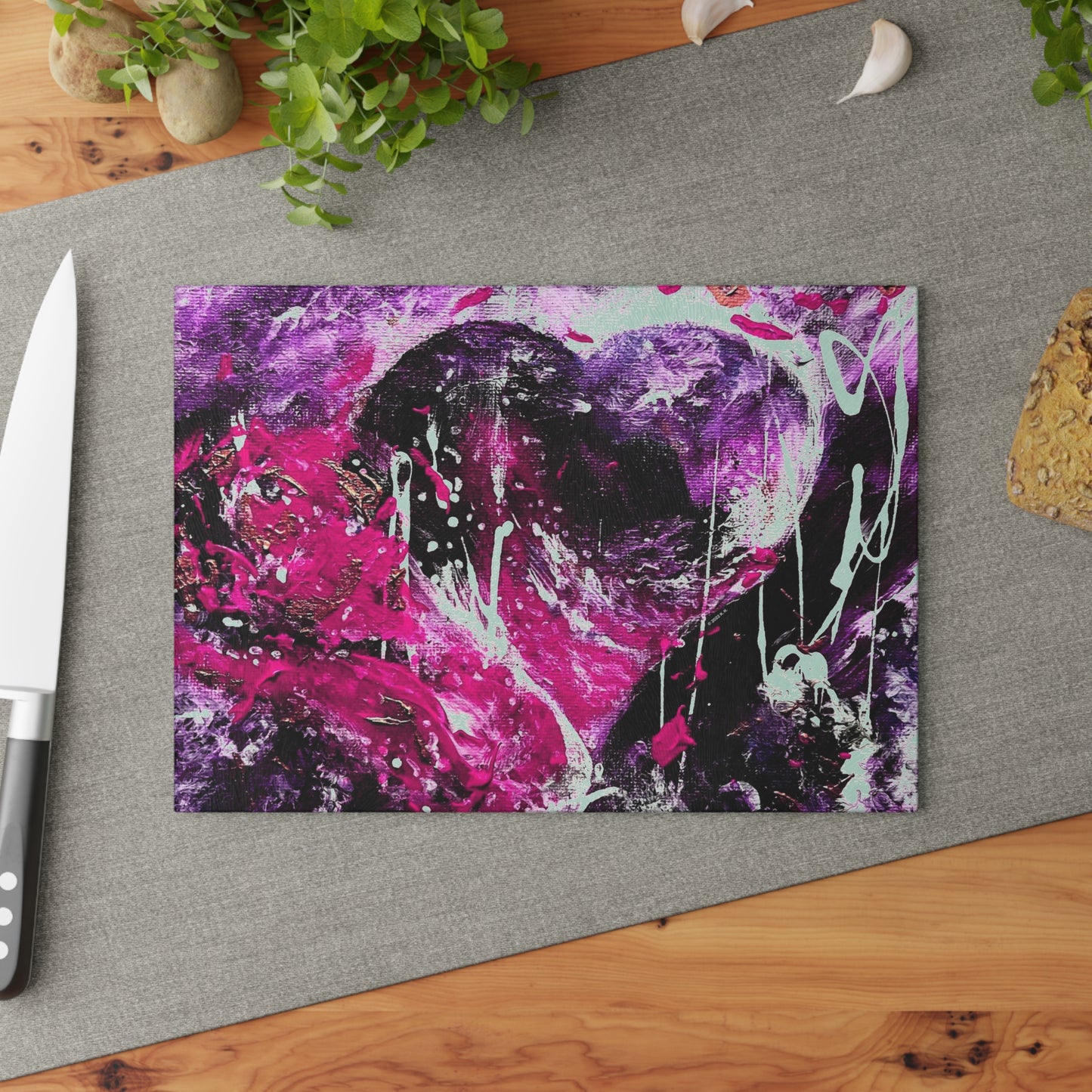 "Dreamy Love" (Magenta/Hot Pink) - Glass Cutting Boards