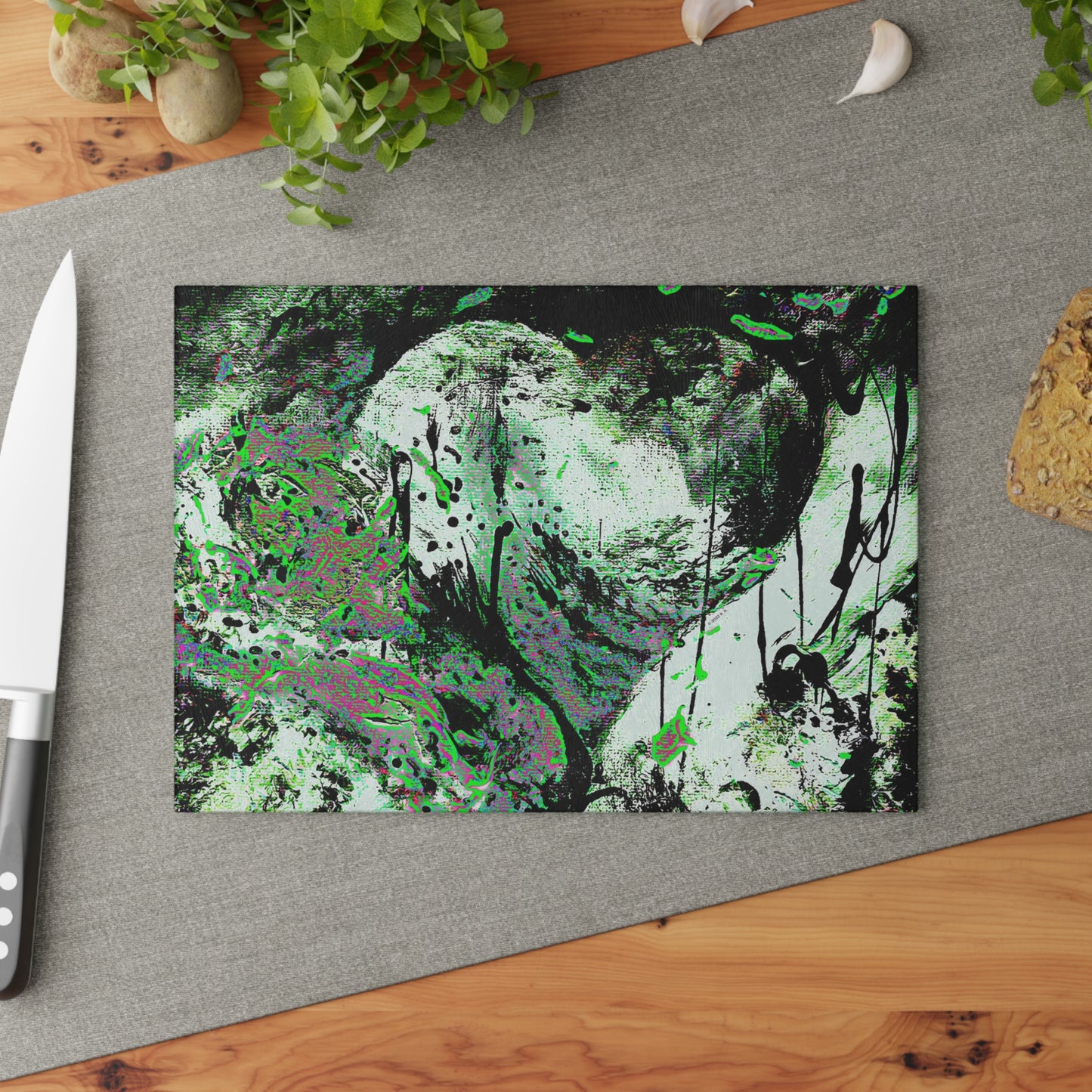 "Dreamy Love" (Cosmic Fusion - Shamrock Green) - Glass Cutting Boards