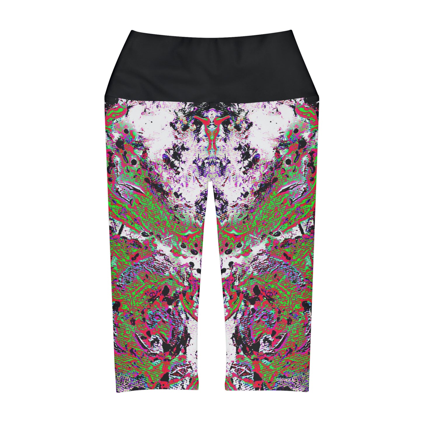 "Dreamy Love" (Cosmic Fusion - Green/Scarlet/Purple) - Yoga Capri Leggings