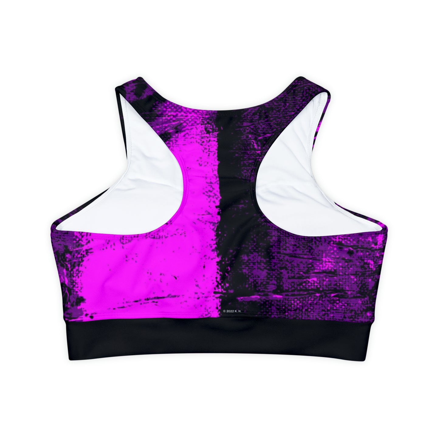 "Mystic Cube" (Cosmic Fusion - Amethyst/Hot Pink) - Fully Lined, Padded Sports Bra