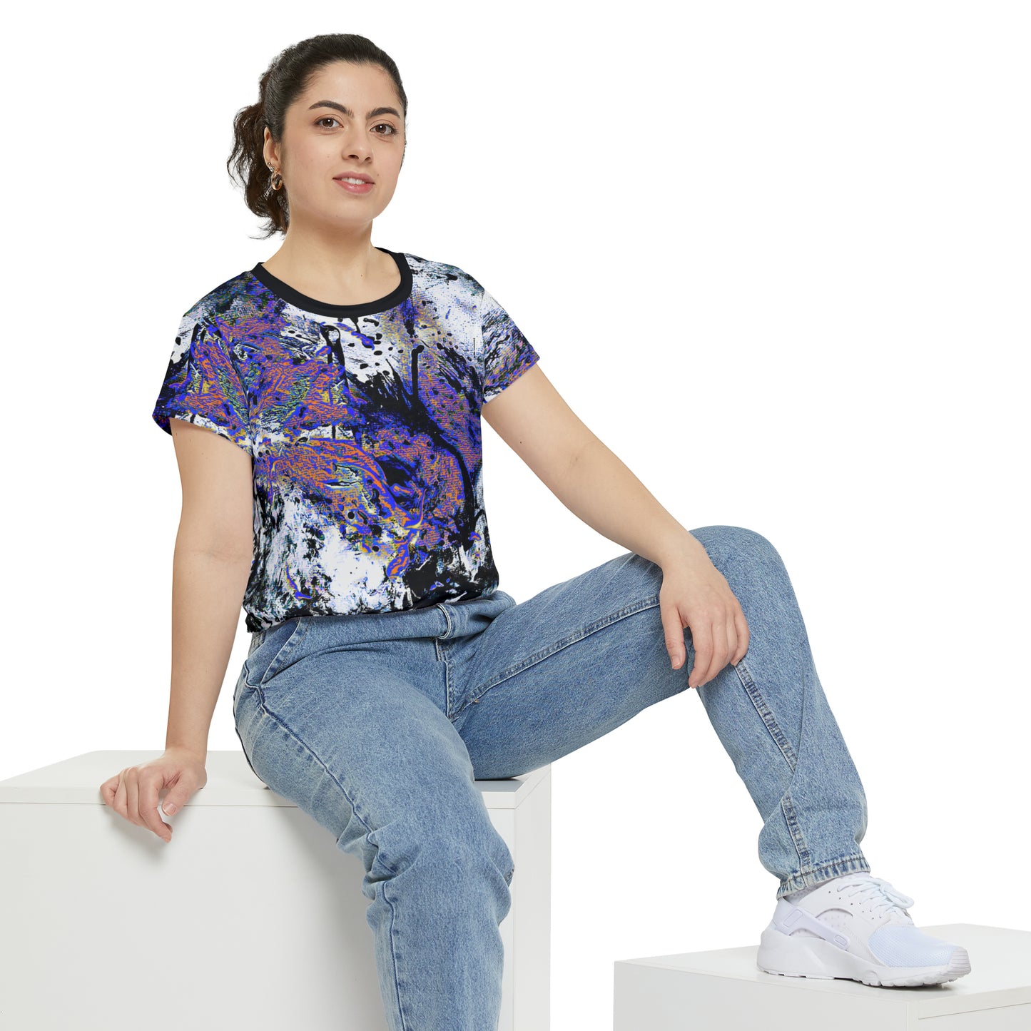"Dreamy Love" (Cosmic Fusion - Sapphire) - Women's Scoop Neck Tee (w/ heart)