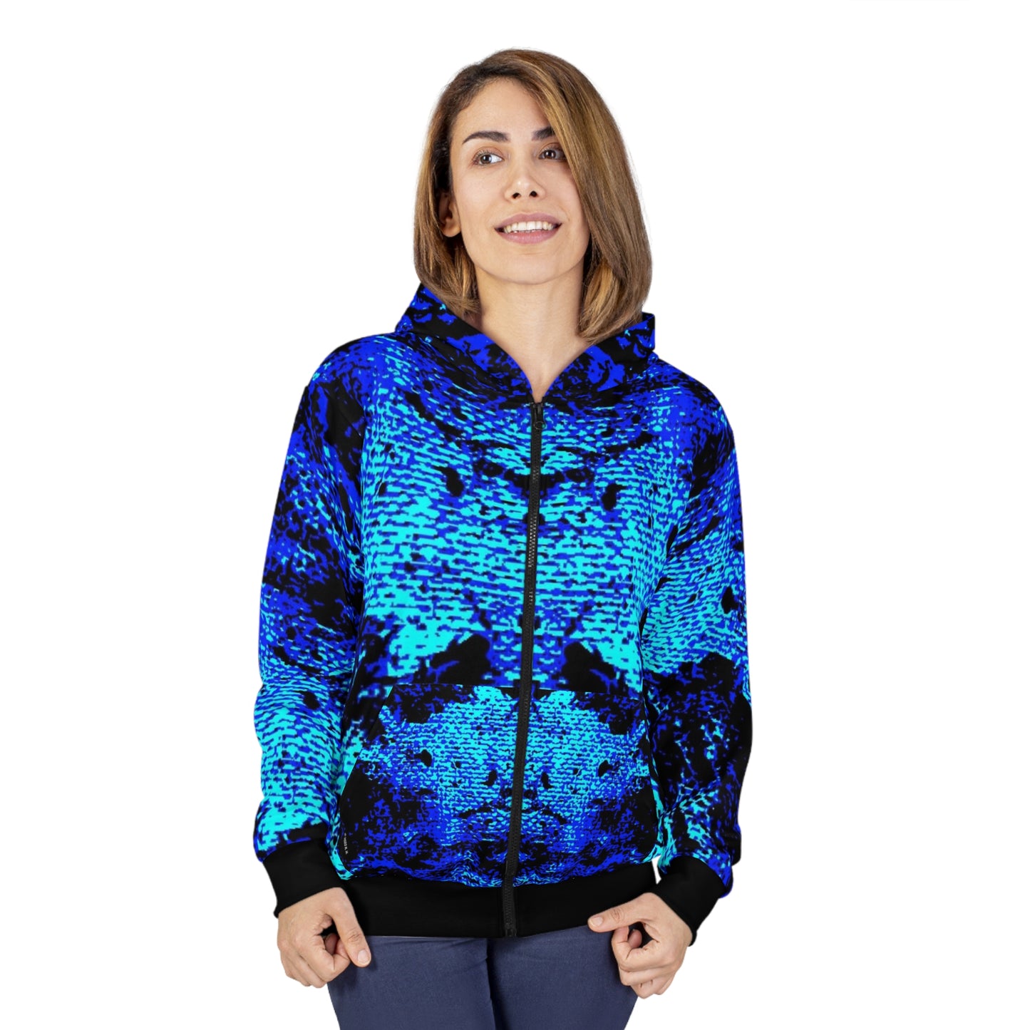 "Mystic Cube" (Cosmic Fusion - Indigo) - Unisex Zip Hoodie