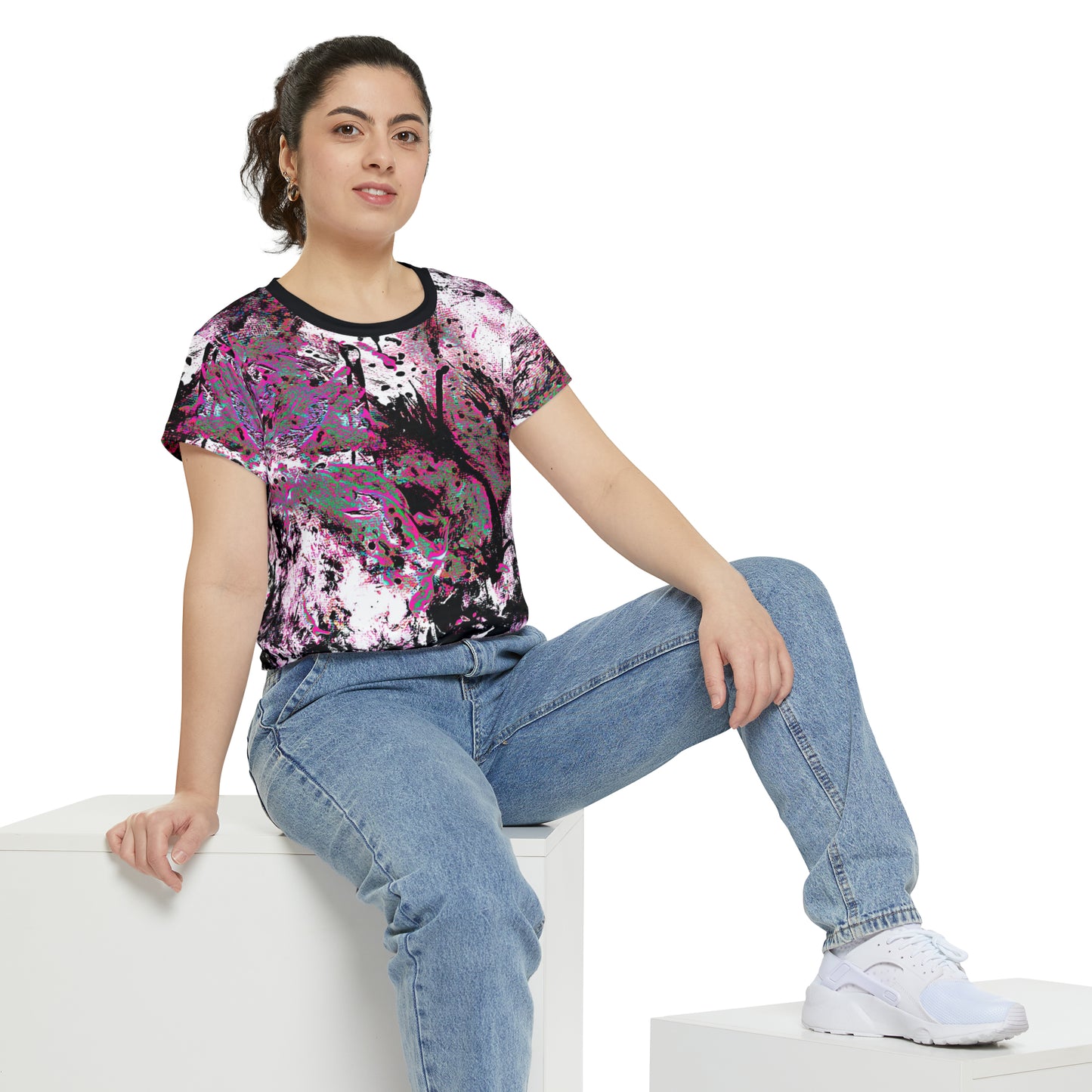 "Dreamy Love" (Cosmic Fusion - Magenta) - Women's Scoop Neck Tee (w/ heart)