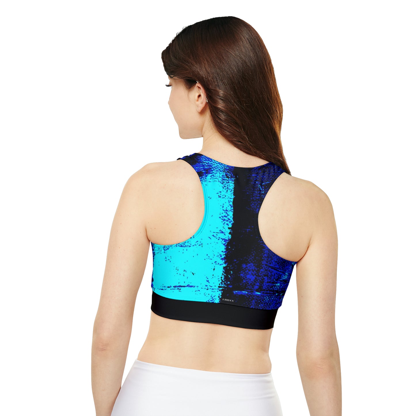 "Mystic Cube" (Cosmic Fusion - Indigo/Aqua) - Fully Lined, Padded Sports Bra