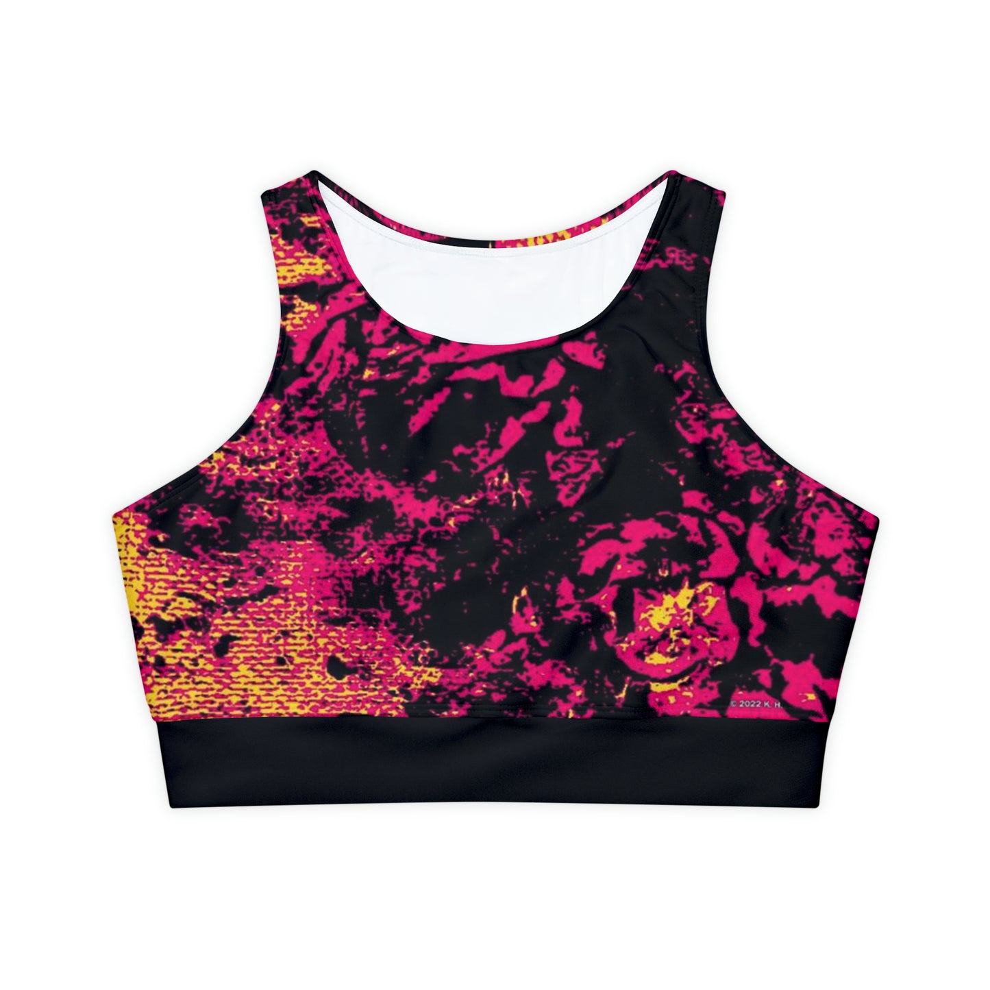 "Mystic Cube" (Cosmic Fusion - Magenta/Gold) - Fully Lined, Padded Sports Bra