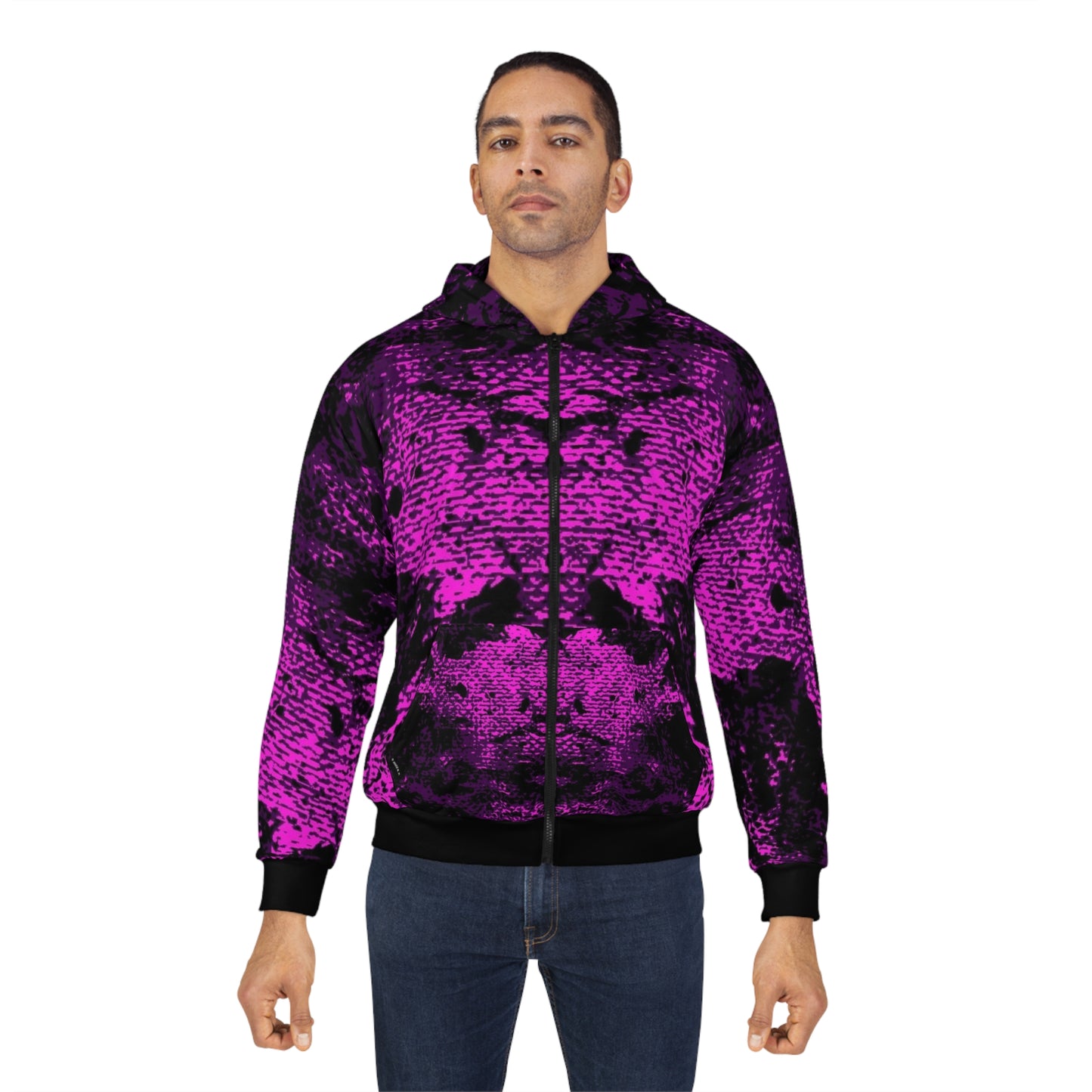 "Mystic Cube" (Cosmic Fusion - Dark Violet/Orchid) - Unisex Zip Hoodie