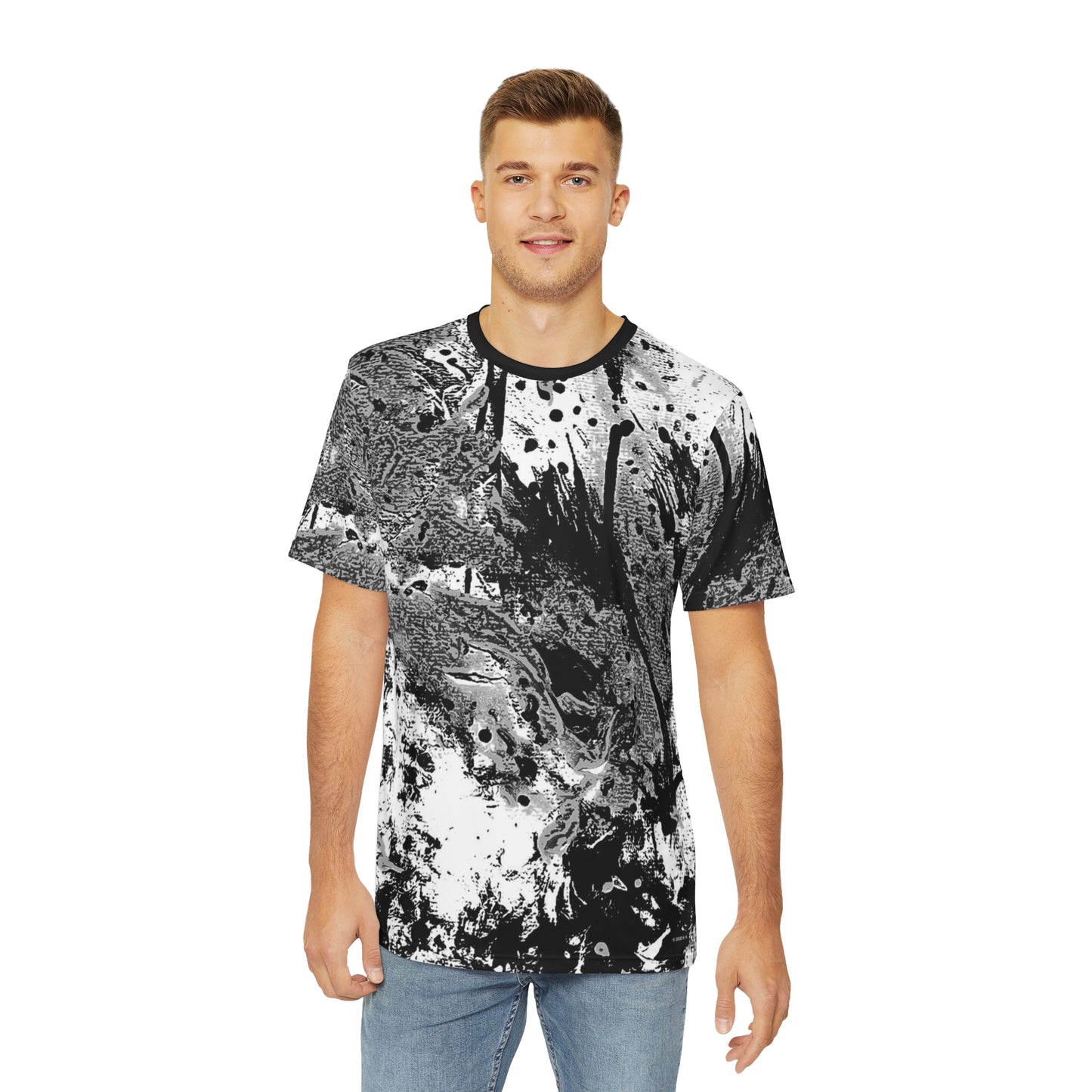 "Dreamy Love" (Cosmic Fusion - White/Black/Gray) - Men's Polyester Tee