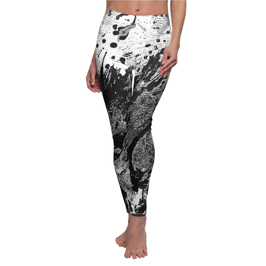 "Dreamy Love" (Cosmic Fusion - Black/White/Gray) - Casual Leggings