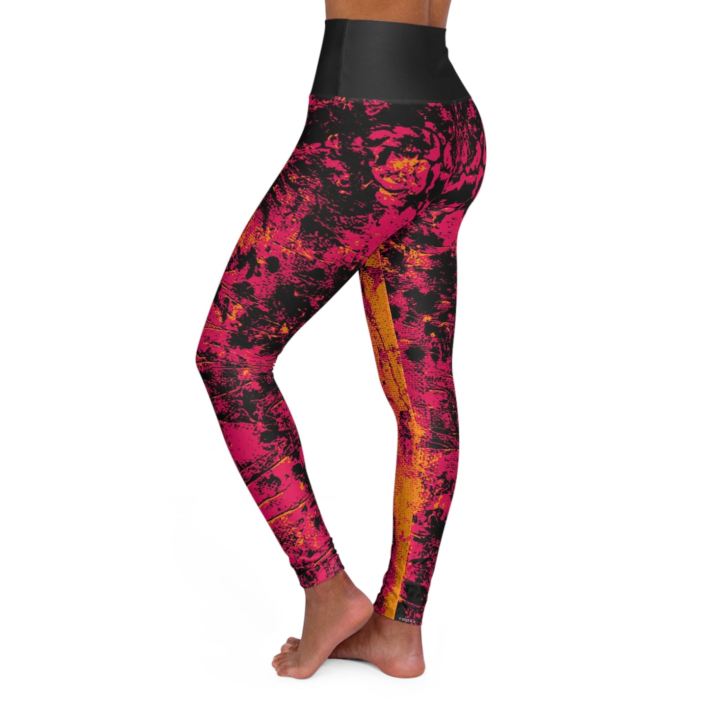 "Mystic Cube" (Cosmic Fusion - Magenta/Orange) - High Waisted Yoga Leggings