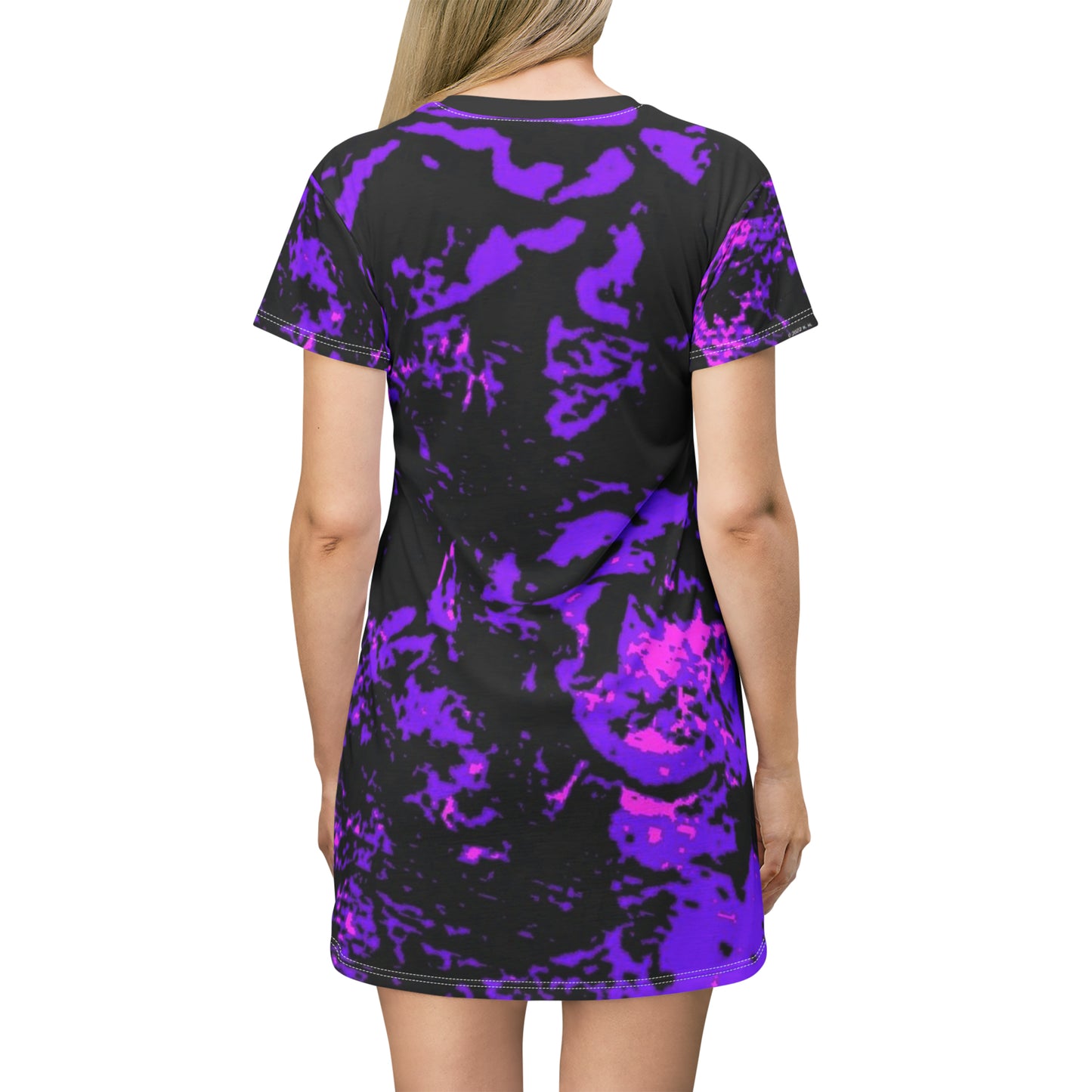 "Mystic Cube" (Cosmic Fusion - Violet/Hot Pink) - T-Shirt Dress