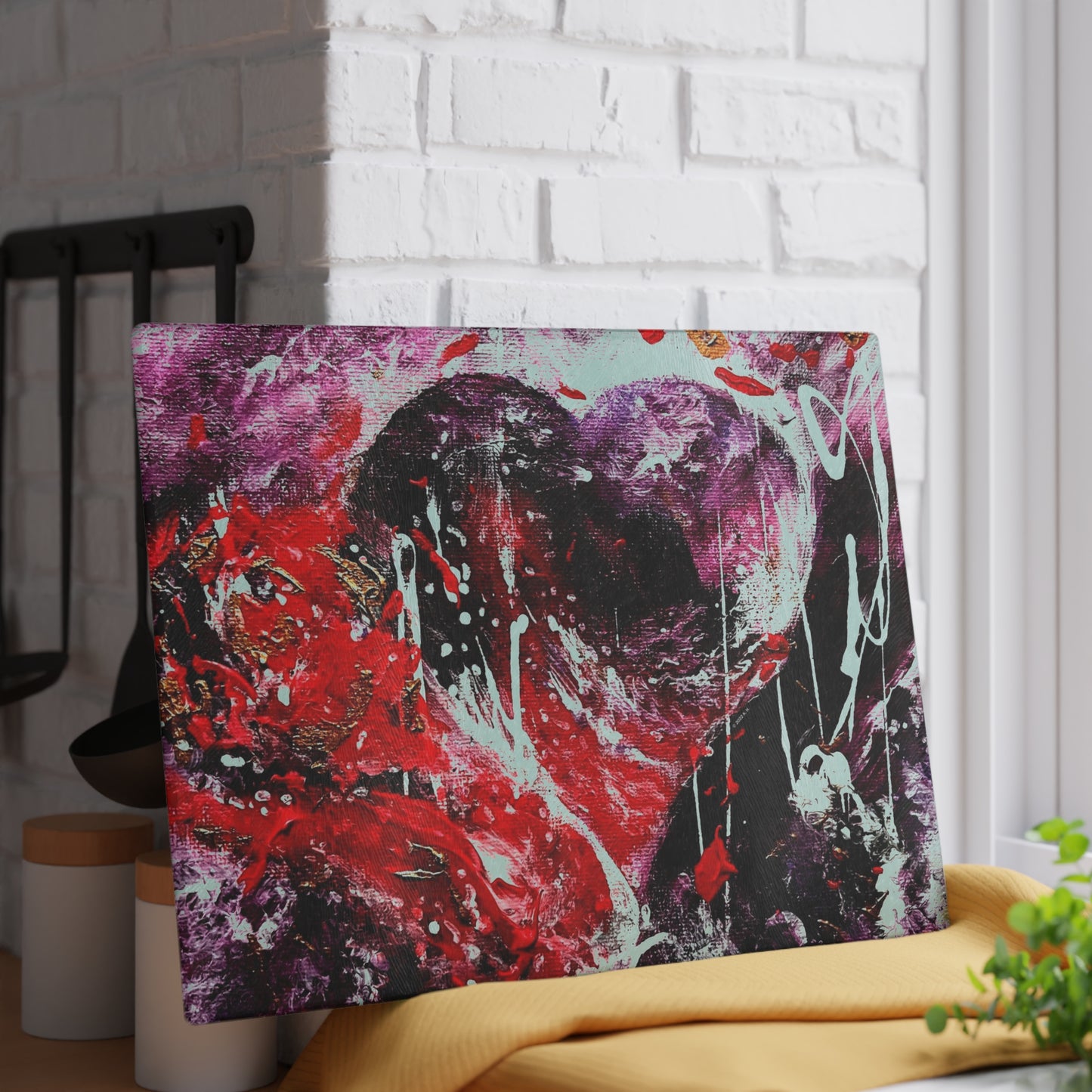 "Dreamy Love" (Scarlet/Plum) - Glass Cutting Boards