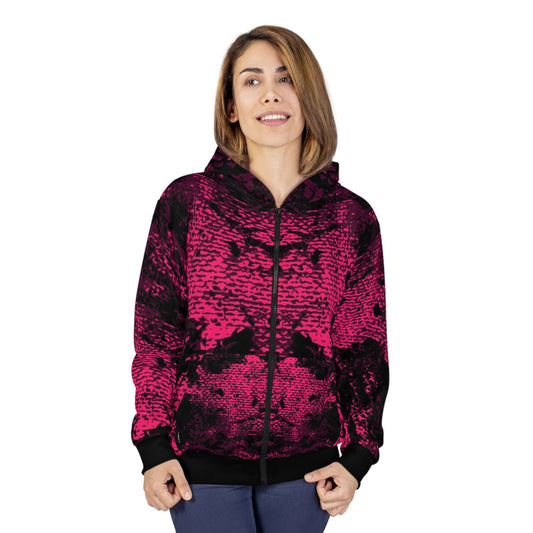 "Mystic Cube" (Cosmic Fusion - Dark Plum/Cherry) - Unisex Zip Hoodie