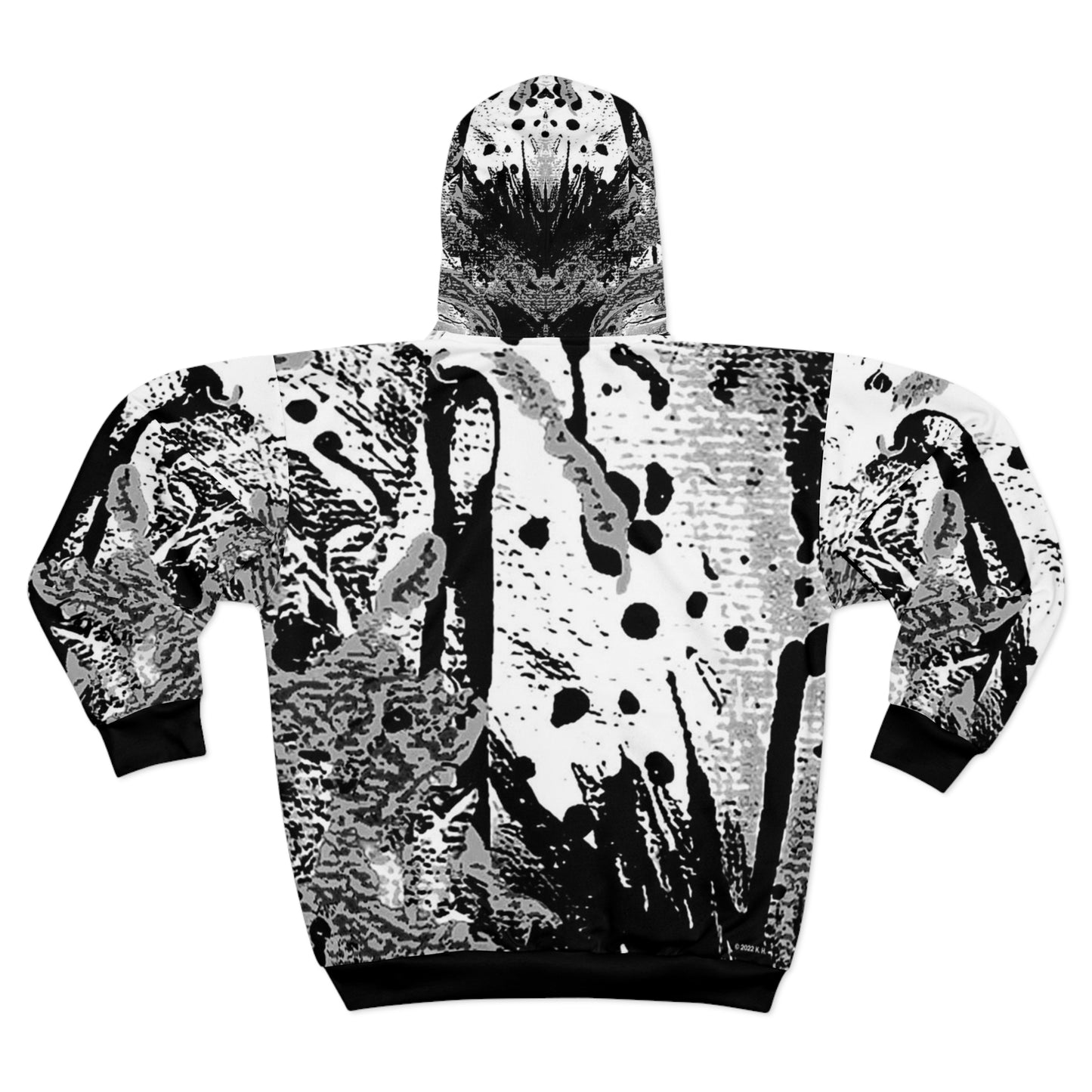 "Dreamy Love" (Cosmic Fusion - Black/White/Gray) - Unisex Zip Hoodie (w/out heart)