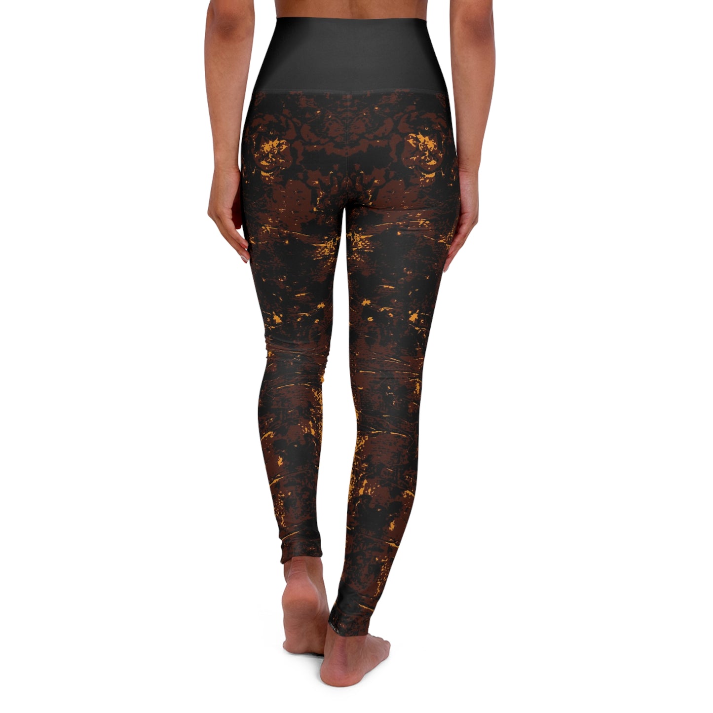 "Mystic Cube" (Cosmic Fusion - Espresso/Topaz) - High Waisted Yoga Leggings