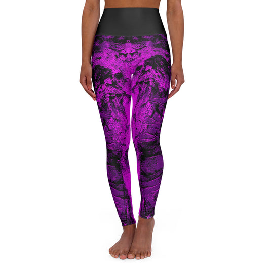 "Mystic Cube" (Cosmic Fusion - Amethyst/Hot Pink) - High Waisted Yoga Leggings