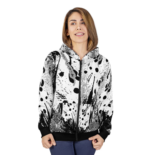 "Dreamy Love" (Cosmic Fusion - Black/White/Gray) - Unisex Zip Hoodie (w/out heart)