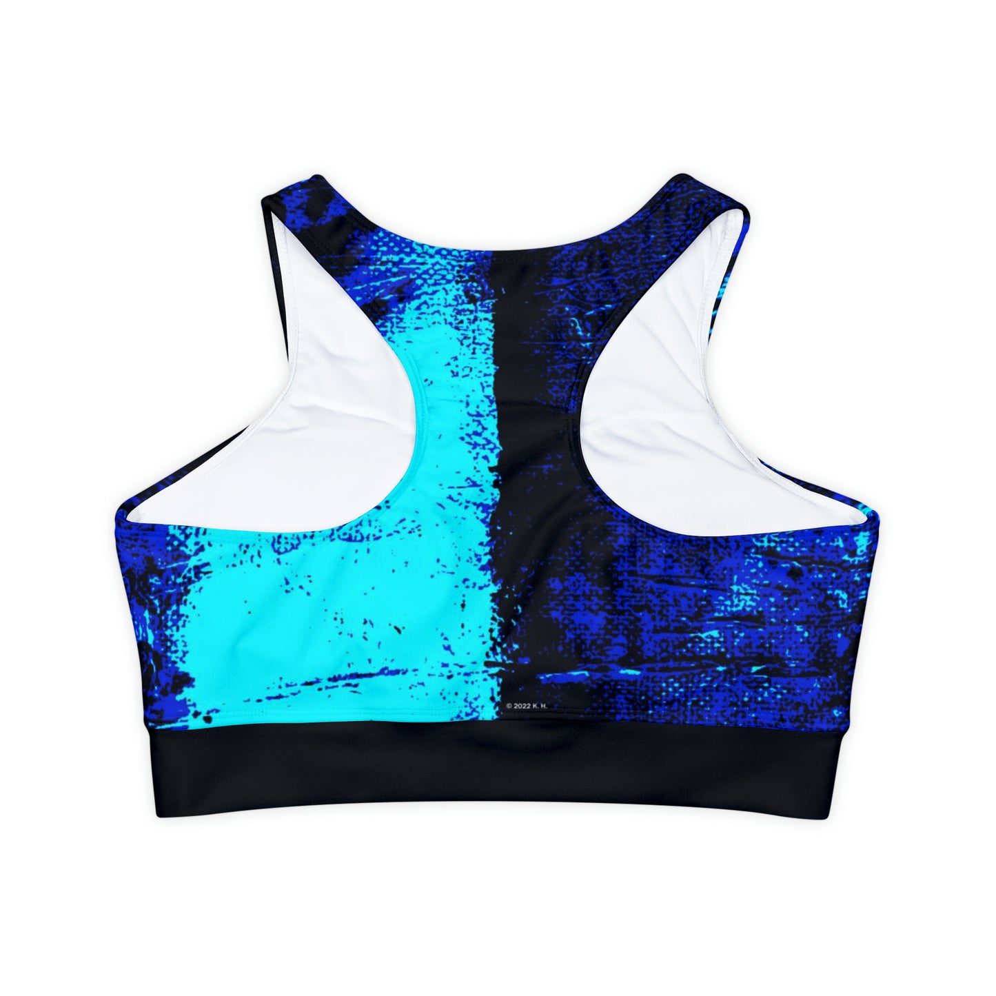 "Mystic Cube" (Cosmic Fusion - Indigo/Aqua) - Fully Lined, Padded Sports Bra