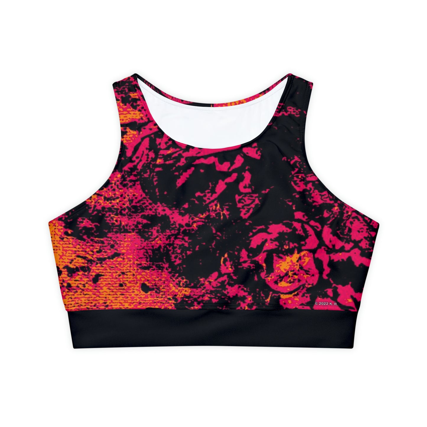 "Mystic Cube" (Cosmic Fusion - Magenta/Orange) - Fully Lined, Padded Sports Bra