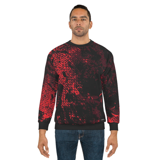 "Mystic Cube" (Cosmic Fusion - Dark Maroon/Neon Red) - Unisex Sweatshirt