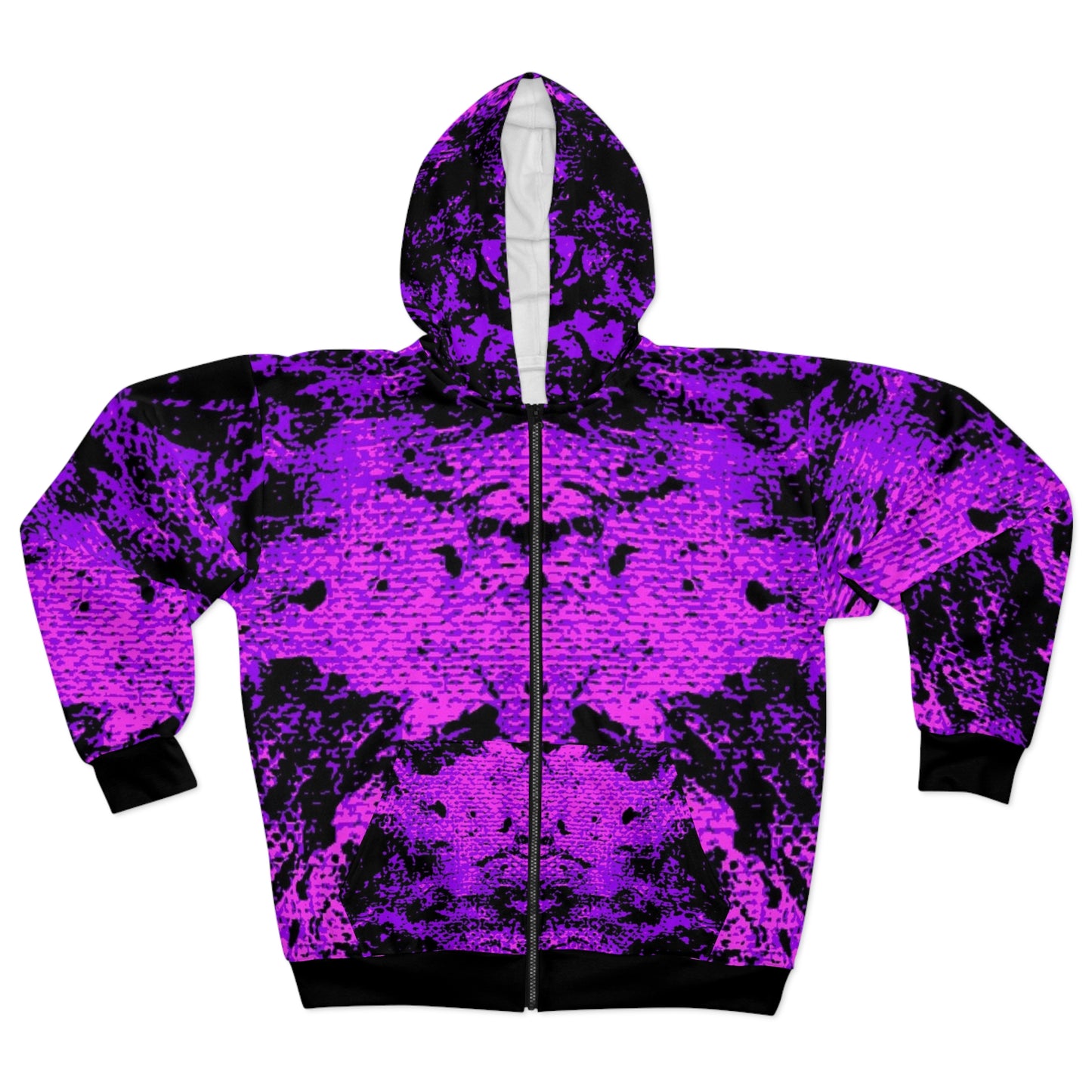 "Mystic Cube" (Cosmic Fusion - Violet/Hot Pink) - Unisex Zip Hoodie