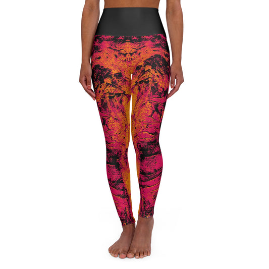 "Mystic Cube" (Cosmic Fusion - Magenta/Orange) - High Waisted Yoga Leggings