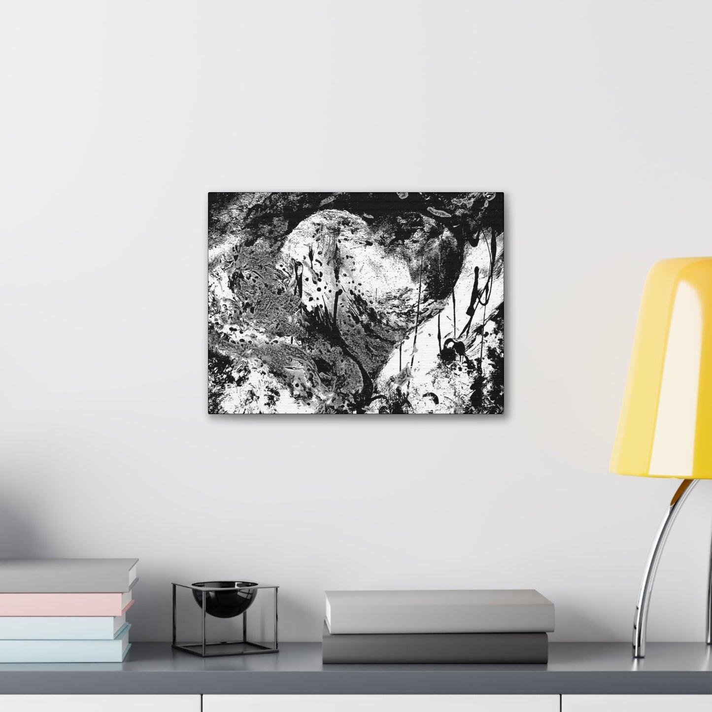 "Dreamy Love" (Cosmic Fusion - White/Black/Gray) - Horizontal Canvas Gallery Wraps