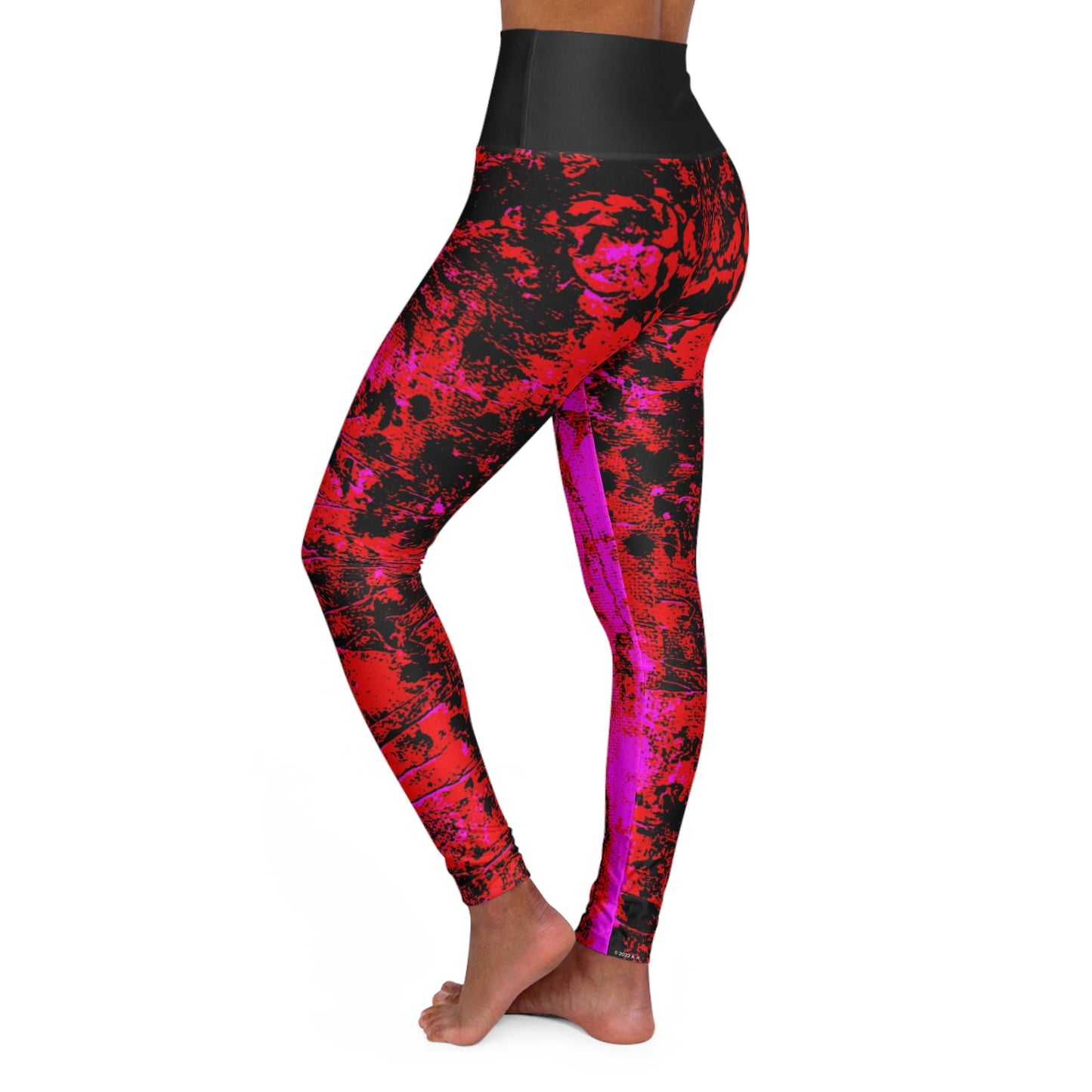 "Mystic Cube" (Cosmic Fusion - Scarlet/Hot Pink) - High Waist Yoga Leggings