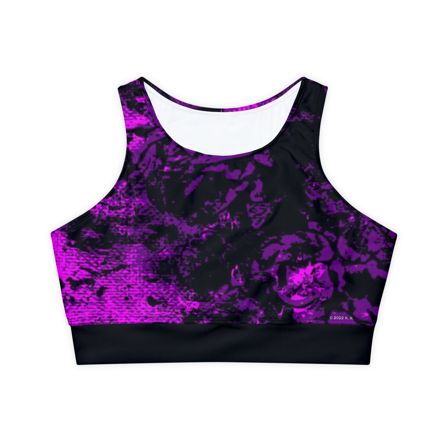 "Mystic Cube" (Cosmic Fusion - Amethyst/Hot Pink) - Fully Lined, Padded Sports Bra