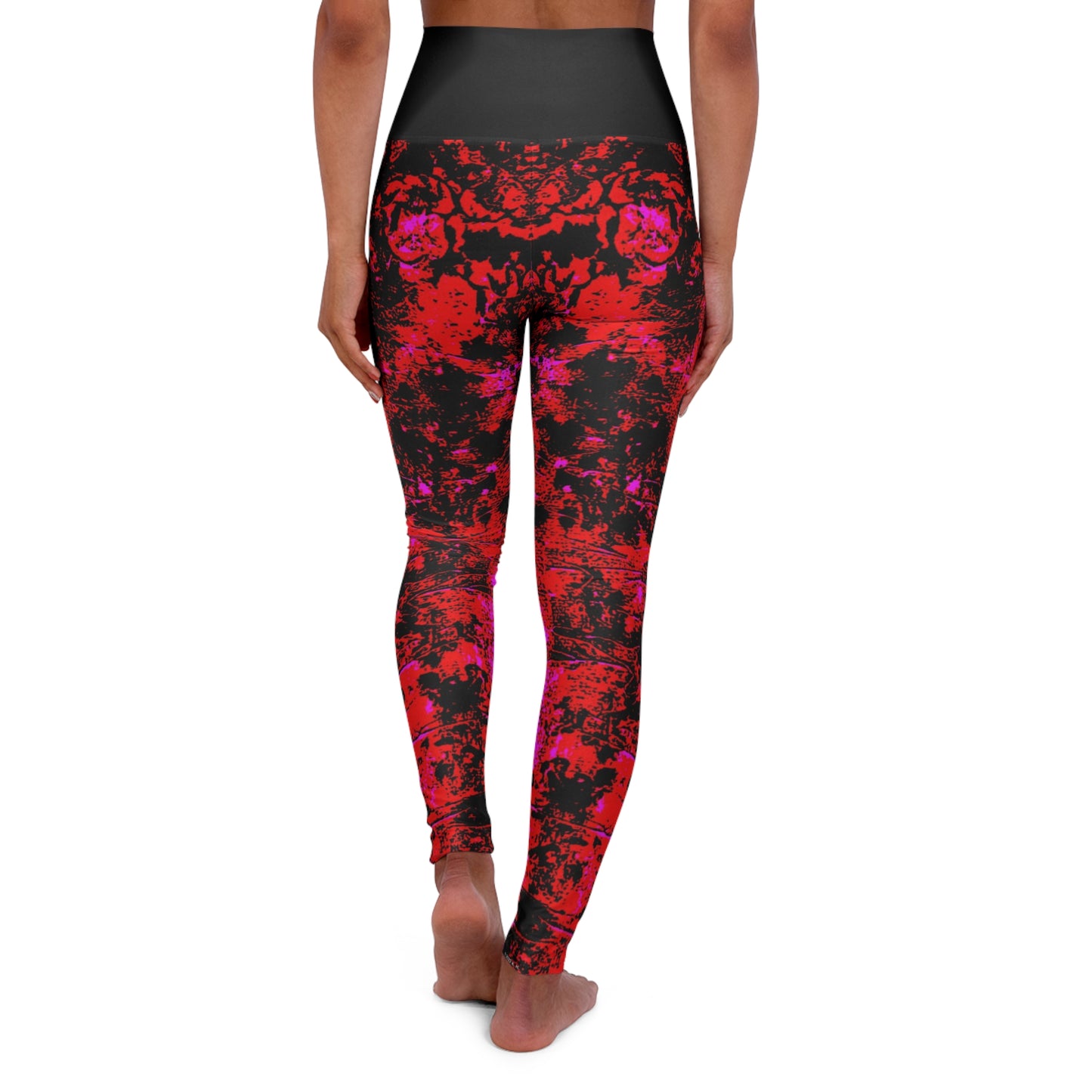 "Mystic Cube" (Cosmic Fusion - Scarlet/Hot Pink) - High Waist Yoga Leggings
