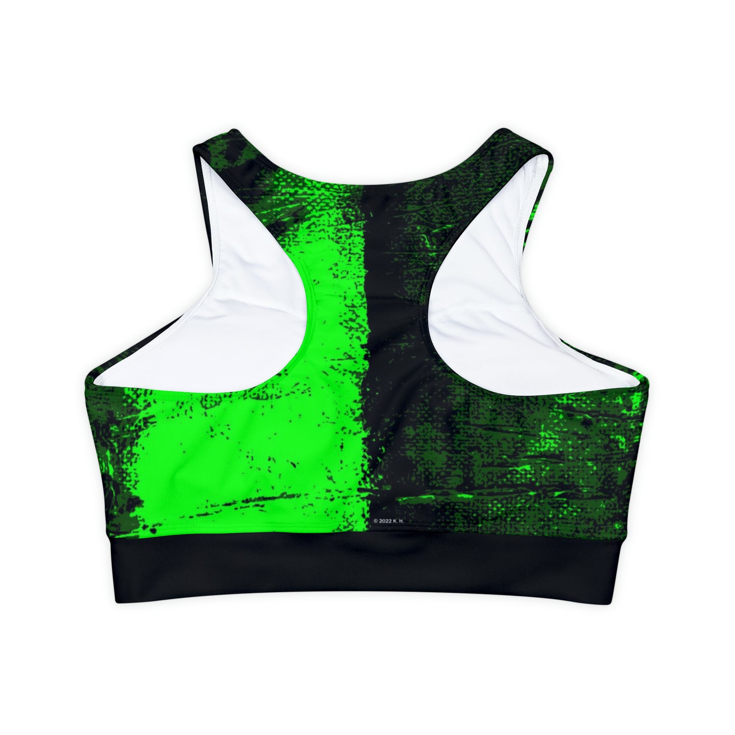 "Mystic Cube" (Cosmic Fusion - Emerald/Neon Green) - Fully Lined, Padded Sports Bra
