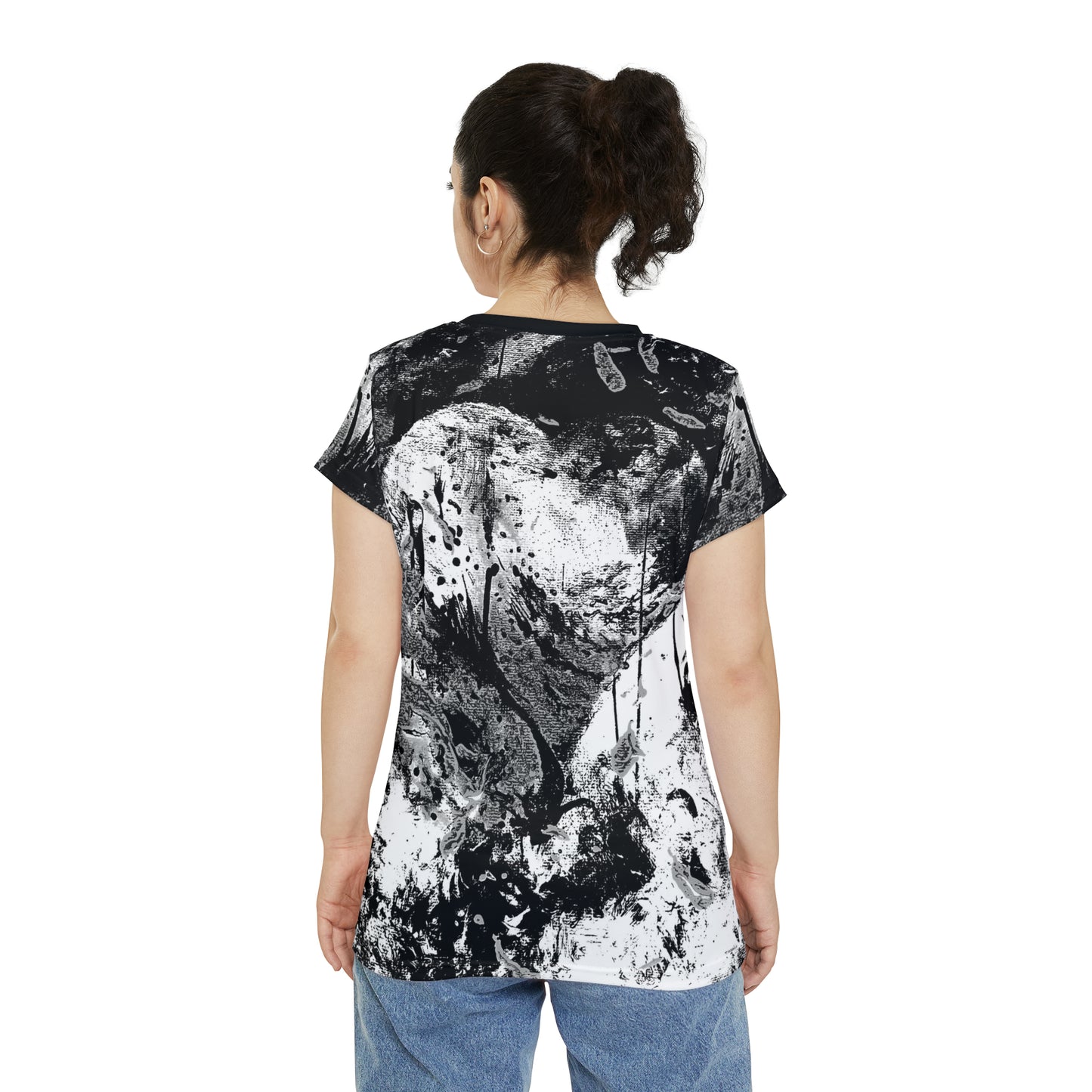 "Dreamy Love" (Cosmic Fusion - White/Black/Gray) - Women's Scoop Neck Tee (w/ heart)