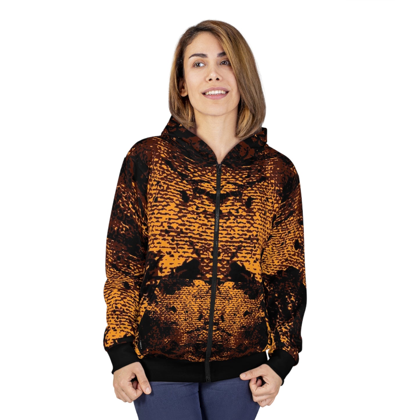 "Mystic Cube" (Cosmic Fusion - Espresso/Topaz) - Unisex Zip Hoodie