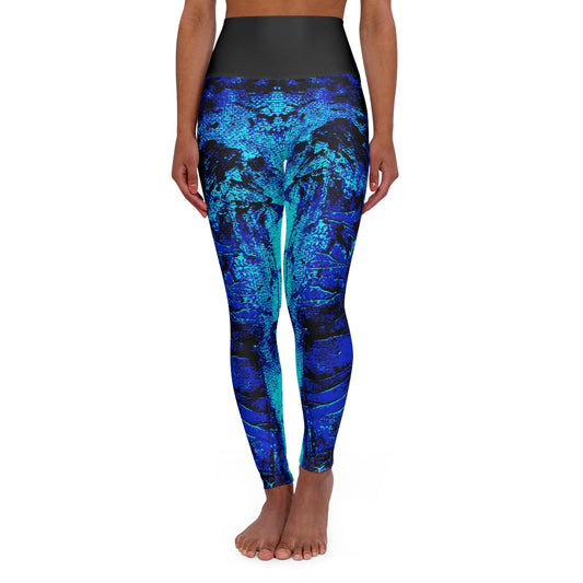 "Mystic Cube" (Cosmic Fusion - Indigo/Aqua) - High Waisted Yoga Leggings