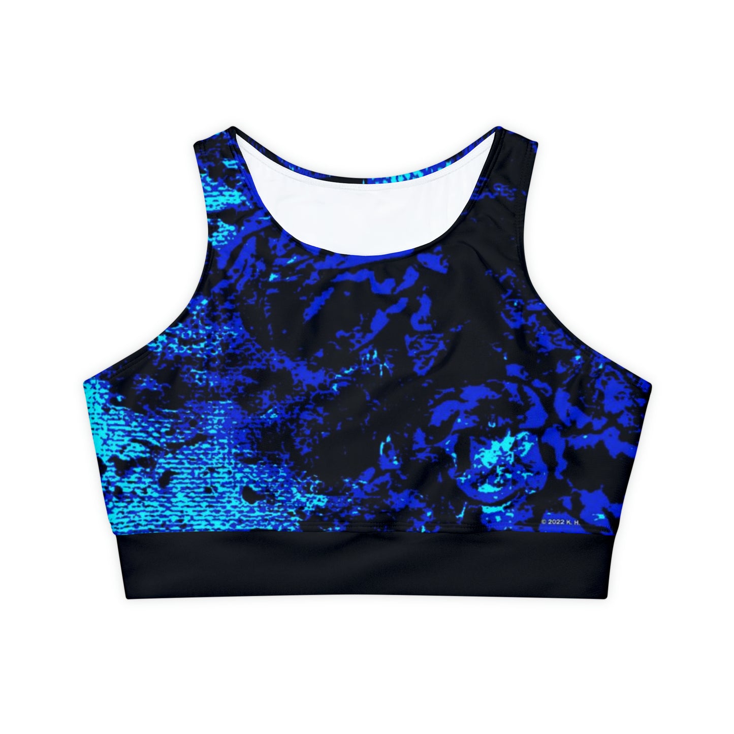 "Mystic Cube" (Cosmic Fusion - Indigo/Aqua) - Fully Lined, Padded Sports Bra