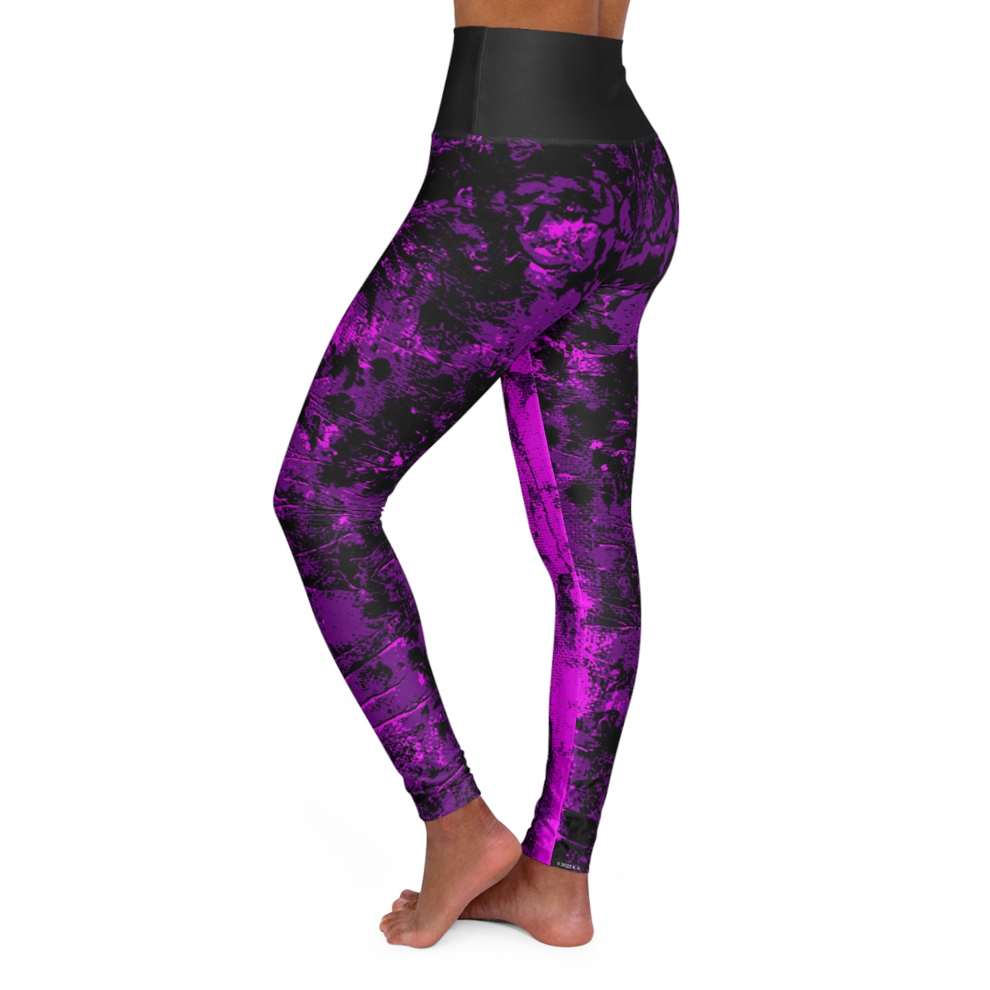 "Mystic Cube" (Cosmic Fusion - Amethyst/Hot Pink) - High Waisted Yoga Leggings