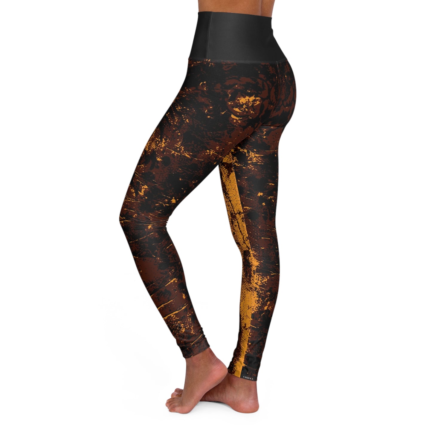 "Mystic Cube" (Cosmic Fusion - Espresso/Topaz) - High Waisted Yoga Leggings