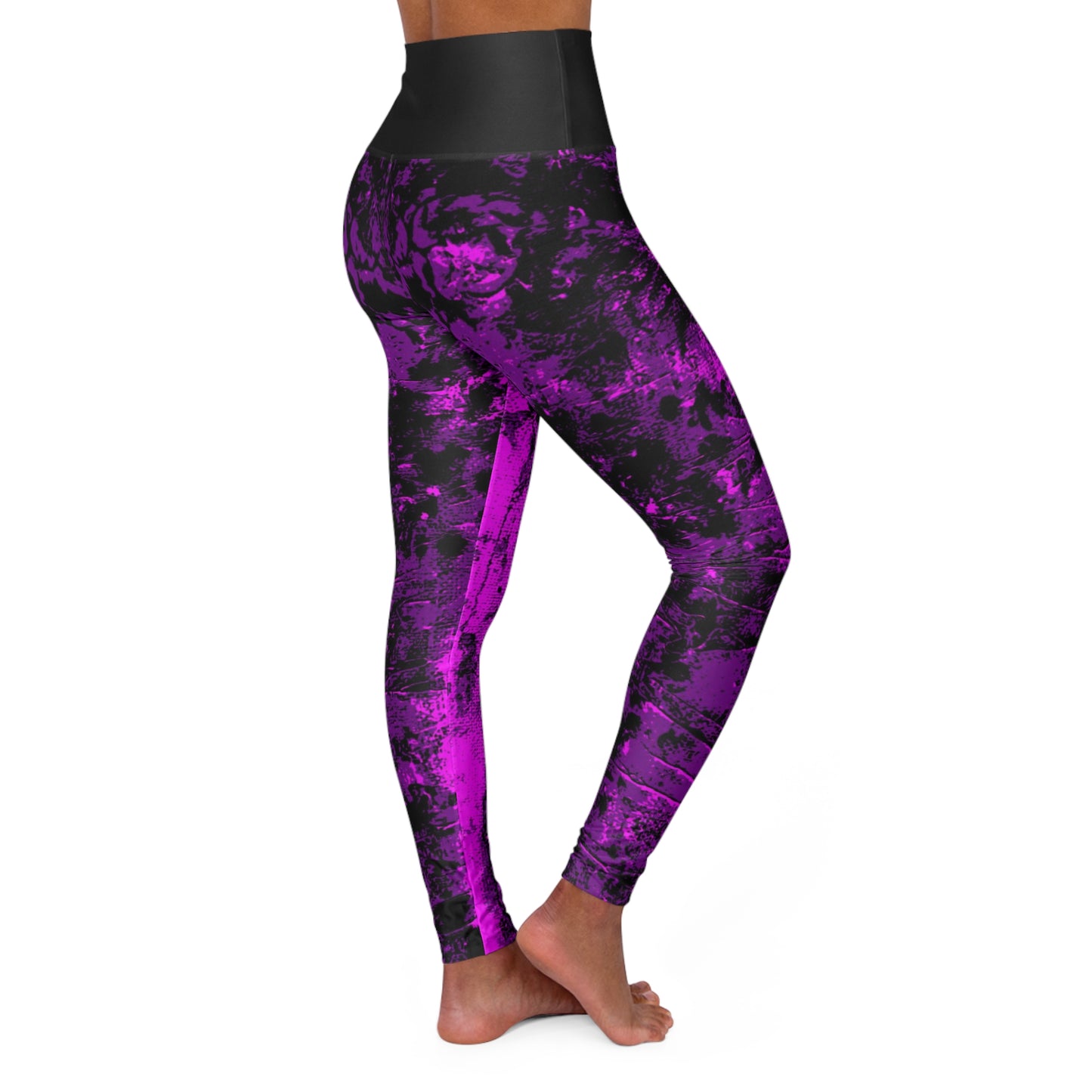 "Mystic Cube" (Cosmic Fusion - Amethyst/Hot Pink) - High Waisted Yoga Leggings