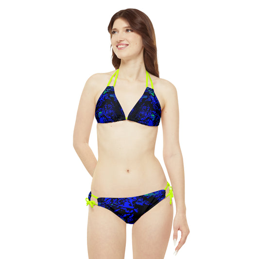 "Mystic Cube" (Cosmic Fusion - Indigo/Neon Green) - Strappy Bikini Set