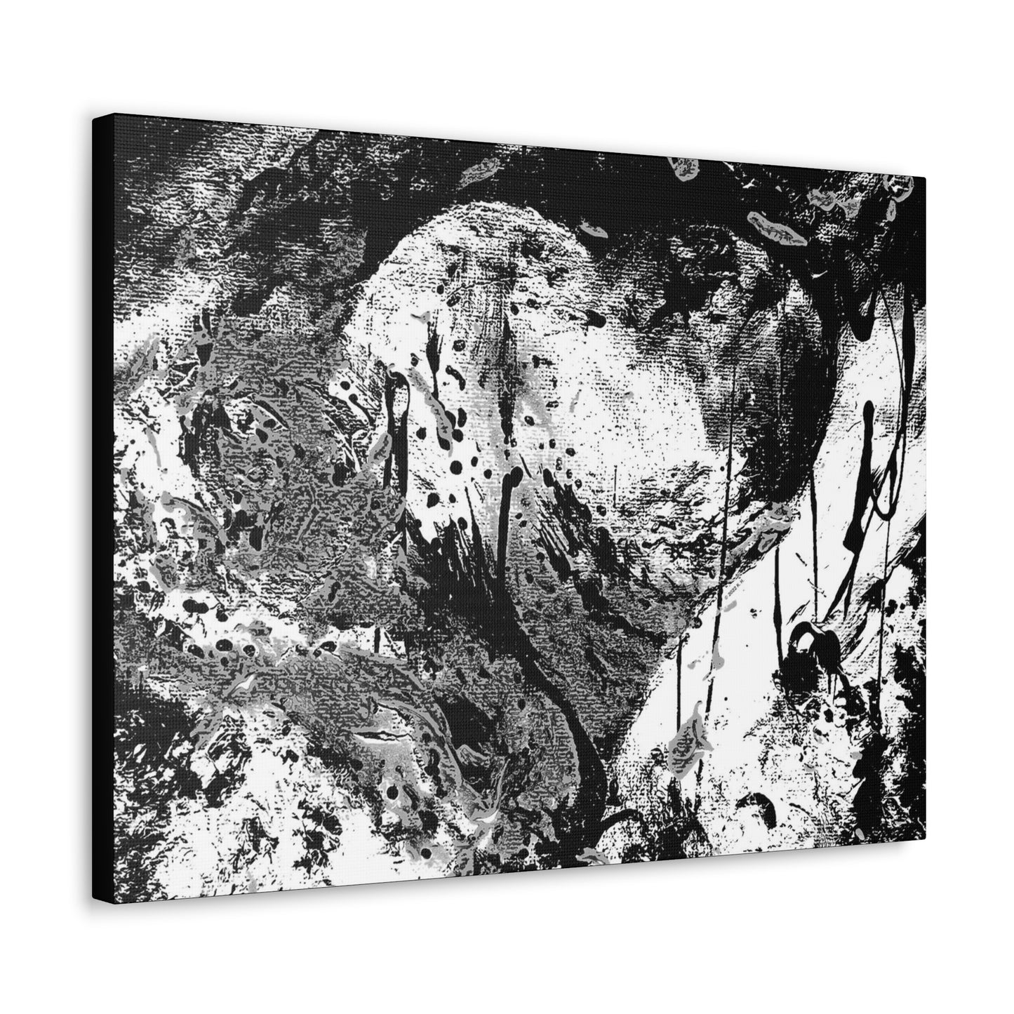 "Dreamy Love" (Cosmic Fusion - White/Black/Gray) - Horizontal Canvas Gallery Wraps