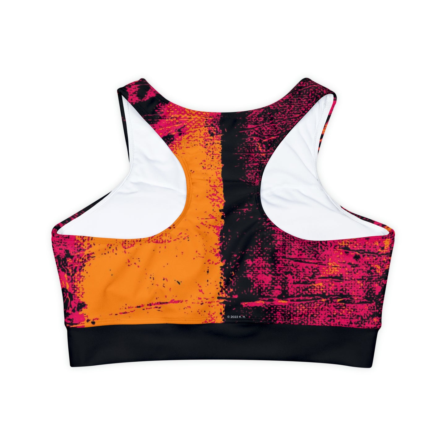 "Mystic Cube" (Cosmic Fusion - Magenta/Orange) - Fully Lined, Padded Sports Bra