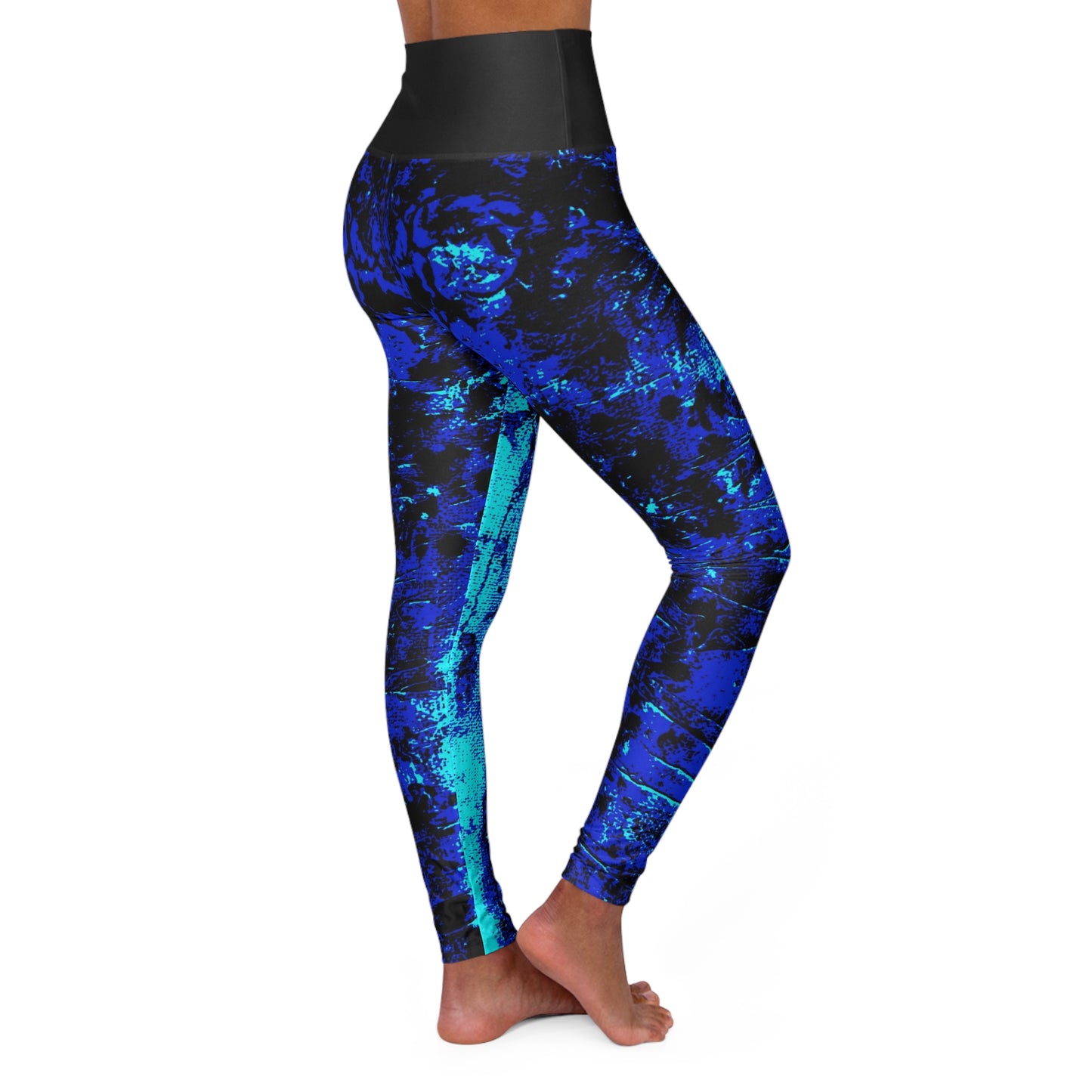 "Mystic Cube" (Cosmic Fusion - Indigo/Aqua) - High Waisted Yoga Leggings