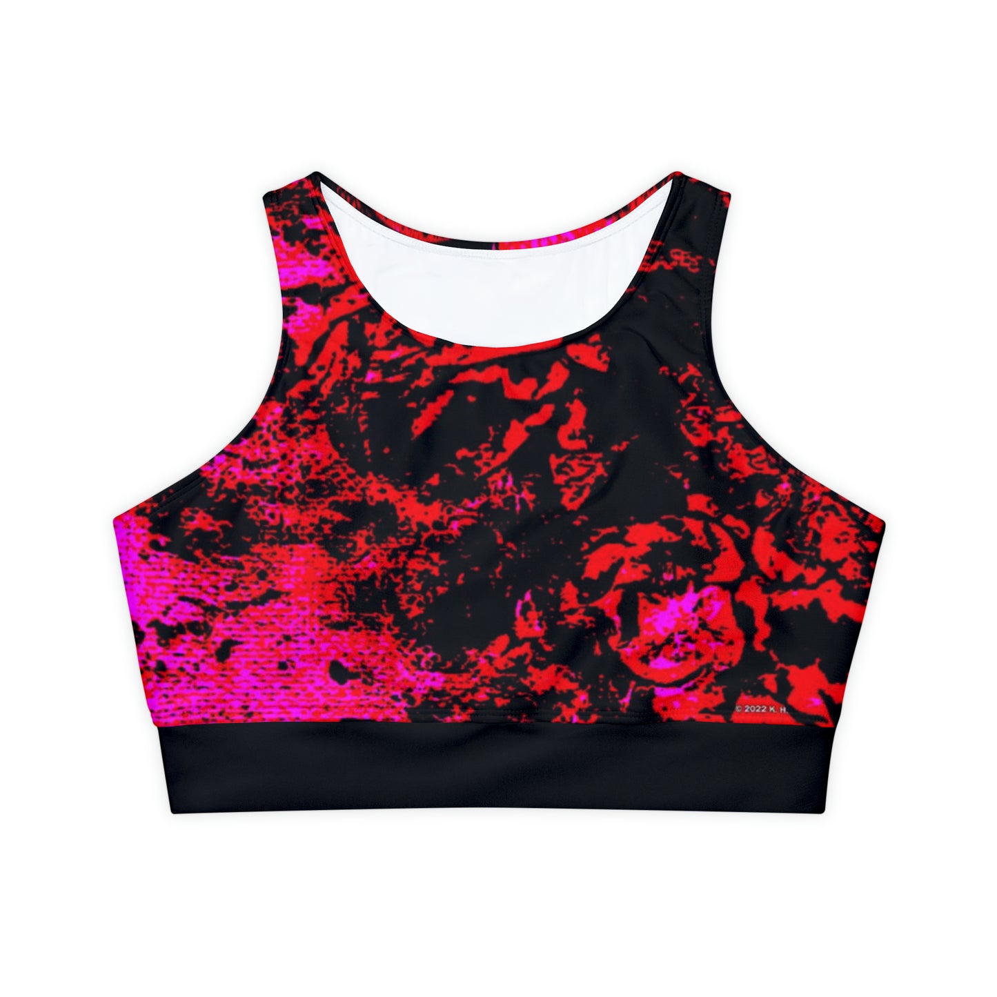"Mystic Cube" (Cosmic Fusion - Scarlet/Hot Pink) - Fully Lined, Padded Sports Bra