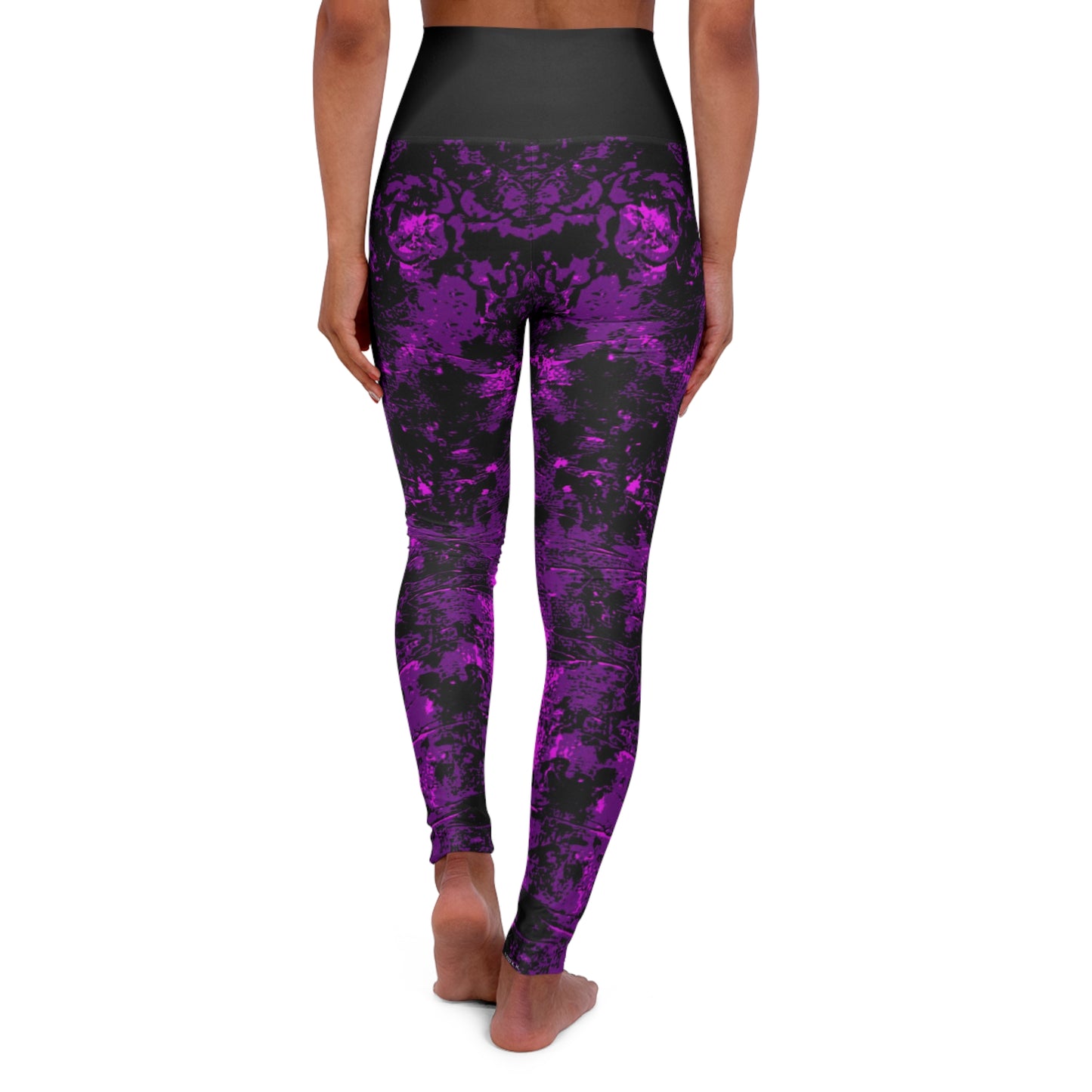 "Mystic Cube" (Cosmic Fusion - Amethyst/Hot Pink) - High Waisted Yoga Leggings