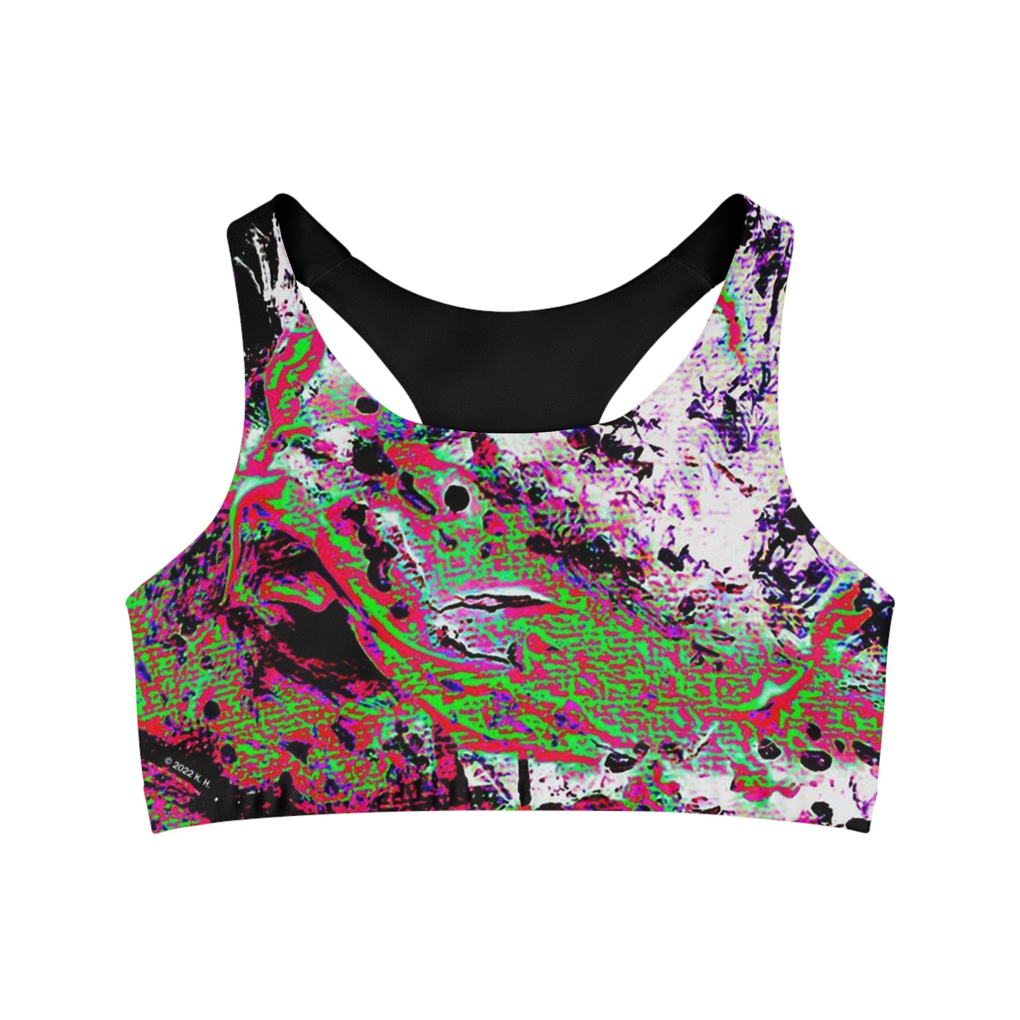 "Dreamy Love" (Cosmic Fusion - Green/Scarlet/Purple) - Seamless Sports Bra