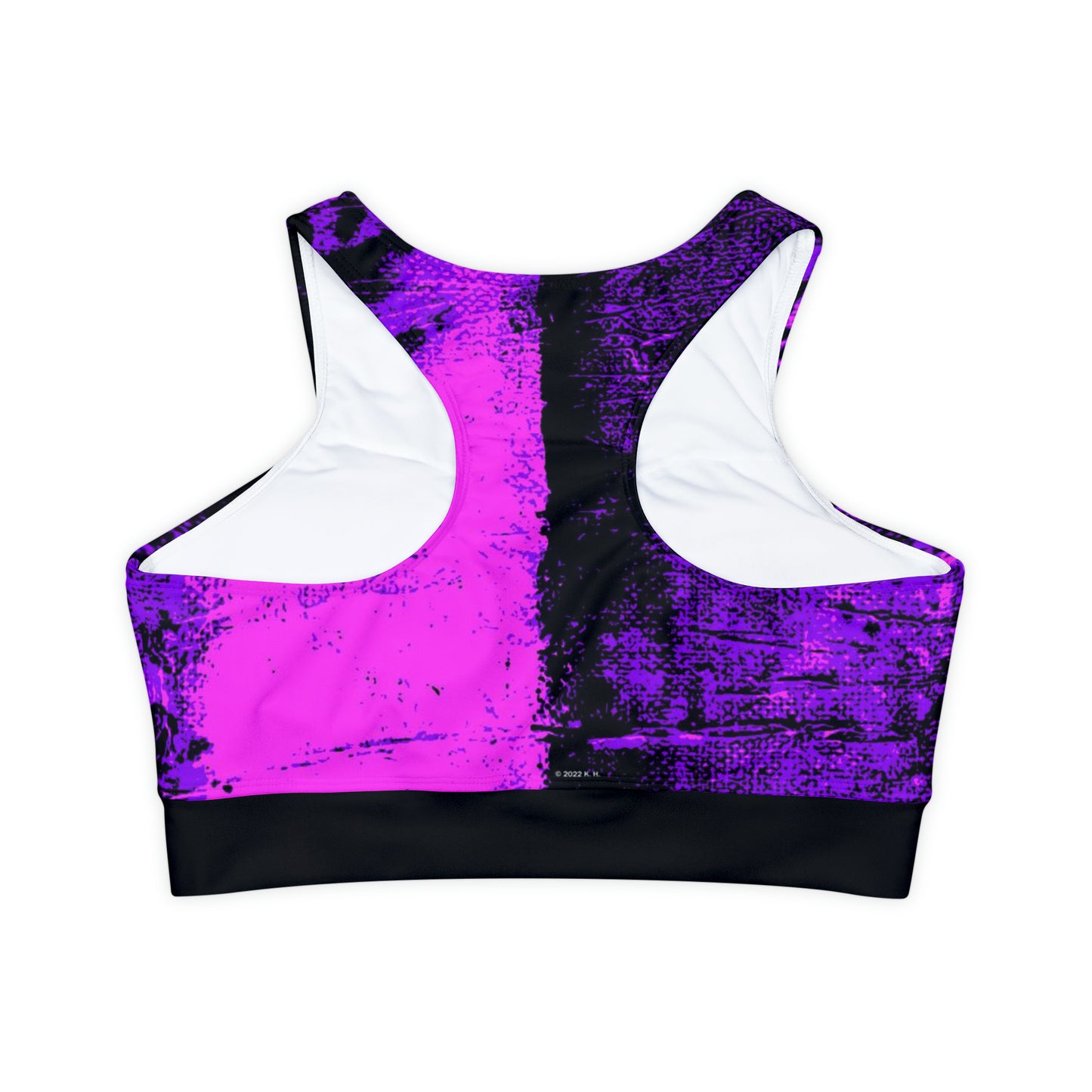 "Mystic Cube" (Cosmic Fusion - Violet/Hot Pink) - Fully Lined, Padded Sports Bra