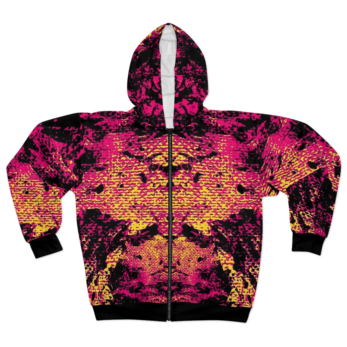 "Mystic Cube" (Cosmic Fusion - Magenta/Yellow) - Unisex Zip Hoodie